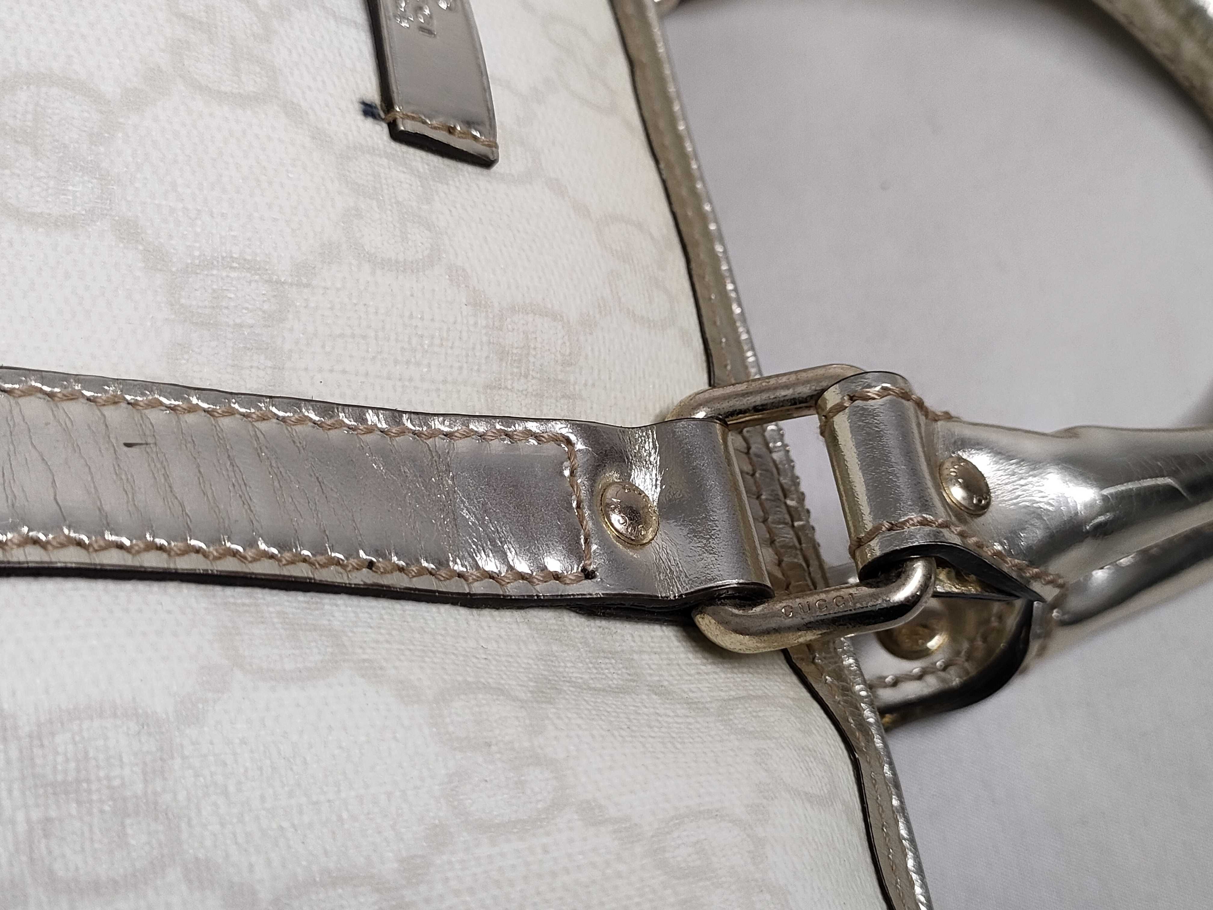 GG Supreme Mini Boston Bag, White PVC Handbag (193604) — view 5