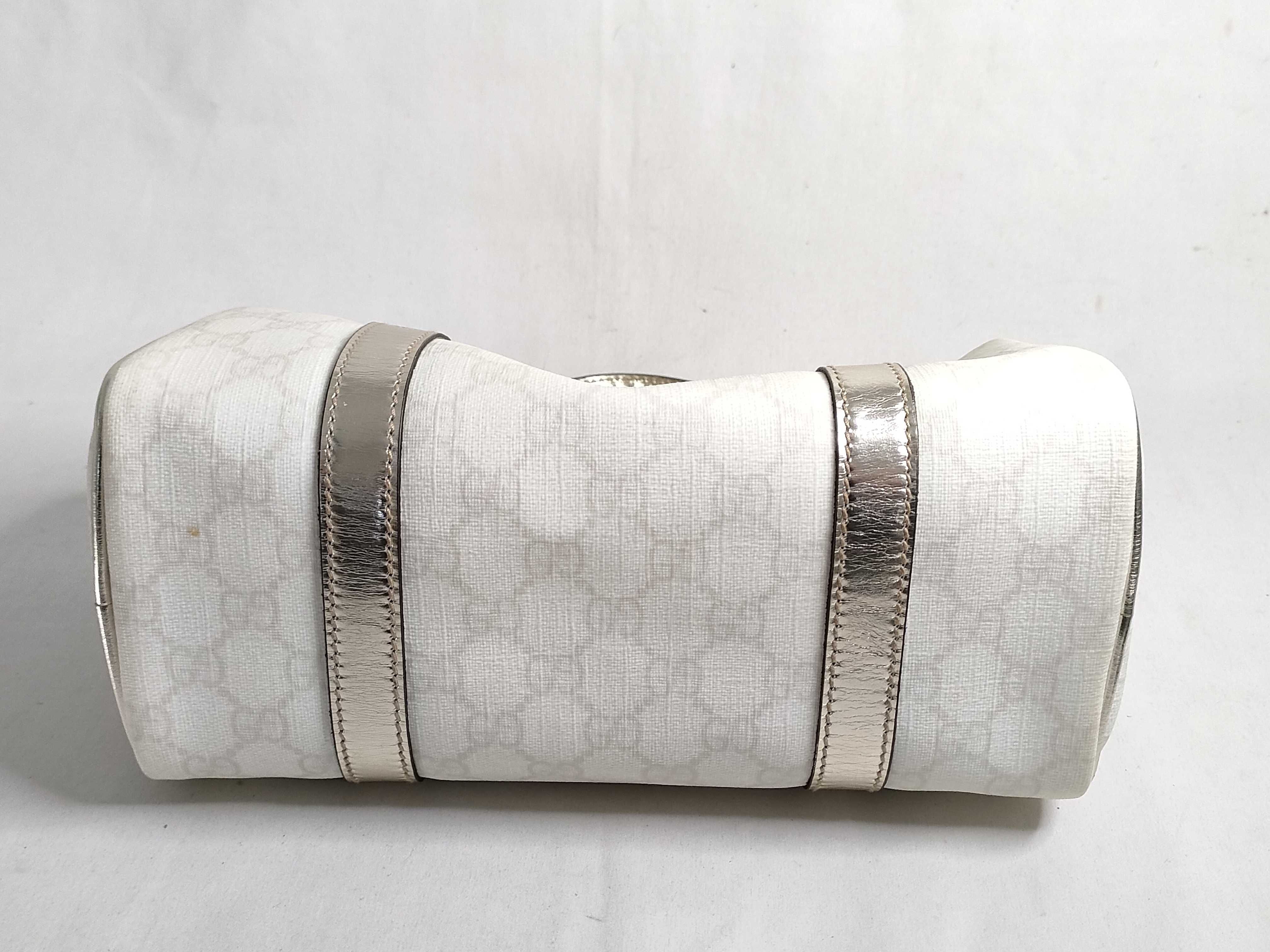 GG Supreme Mini Boston Bag, White PVC Handbag (193604) — view 7