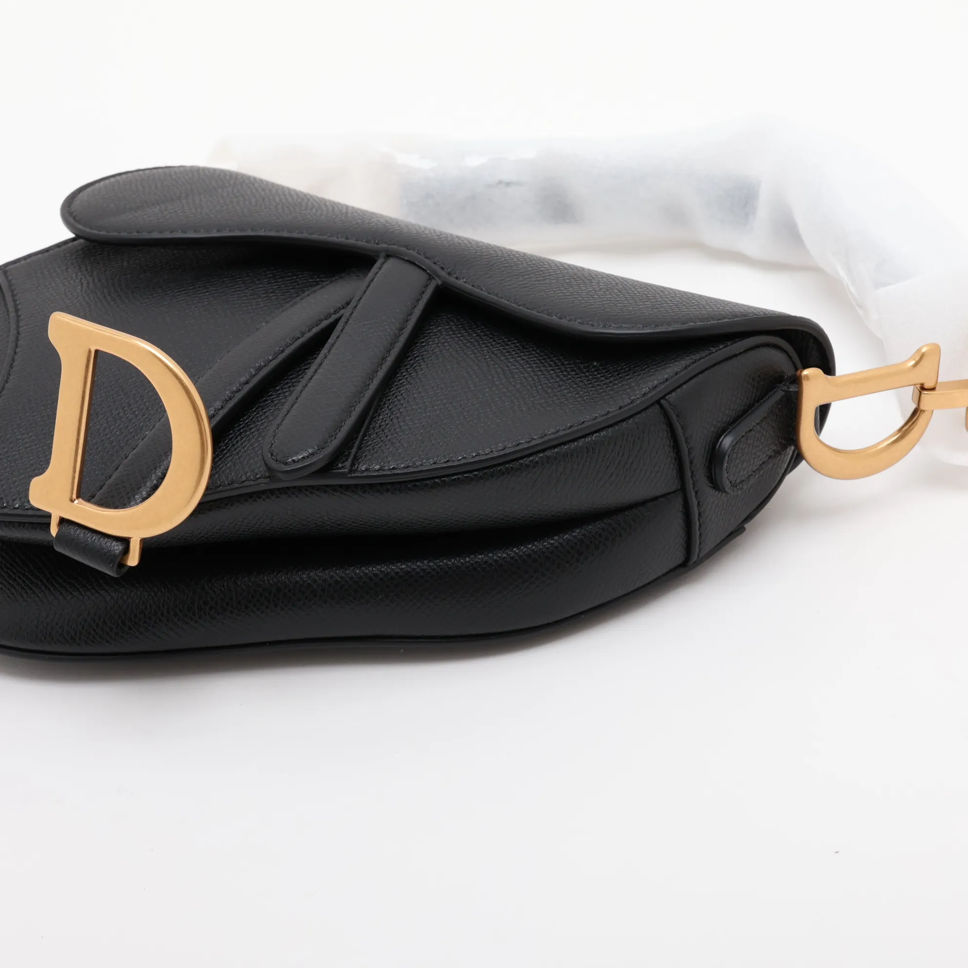 Saddle Bag Leather Shoulder Bag Black — view 3