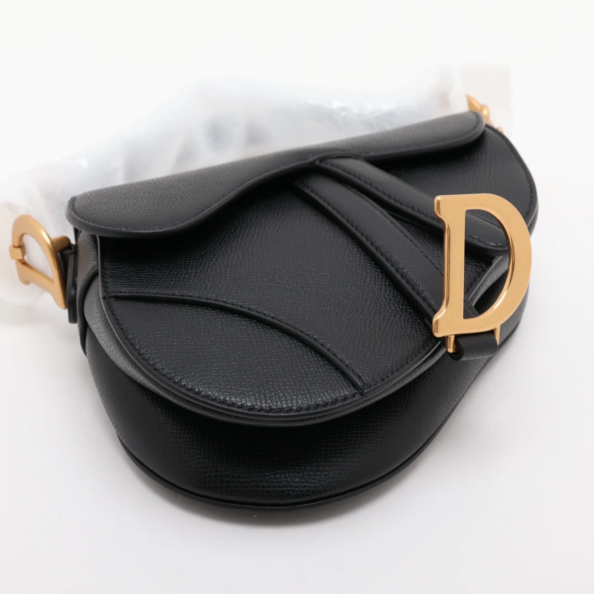 Saddle Bag Leather Shoulder Bag Black — view 4