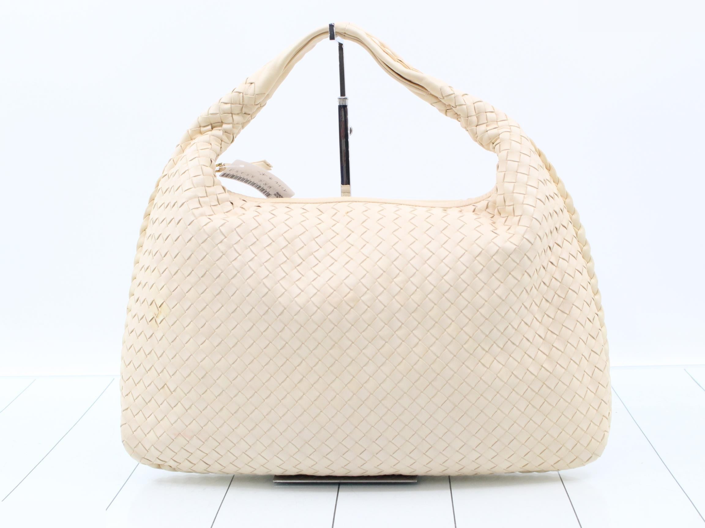 Intrecciato Hobo Leather Beige Gold
