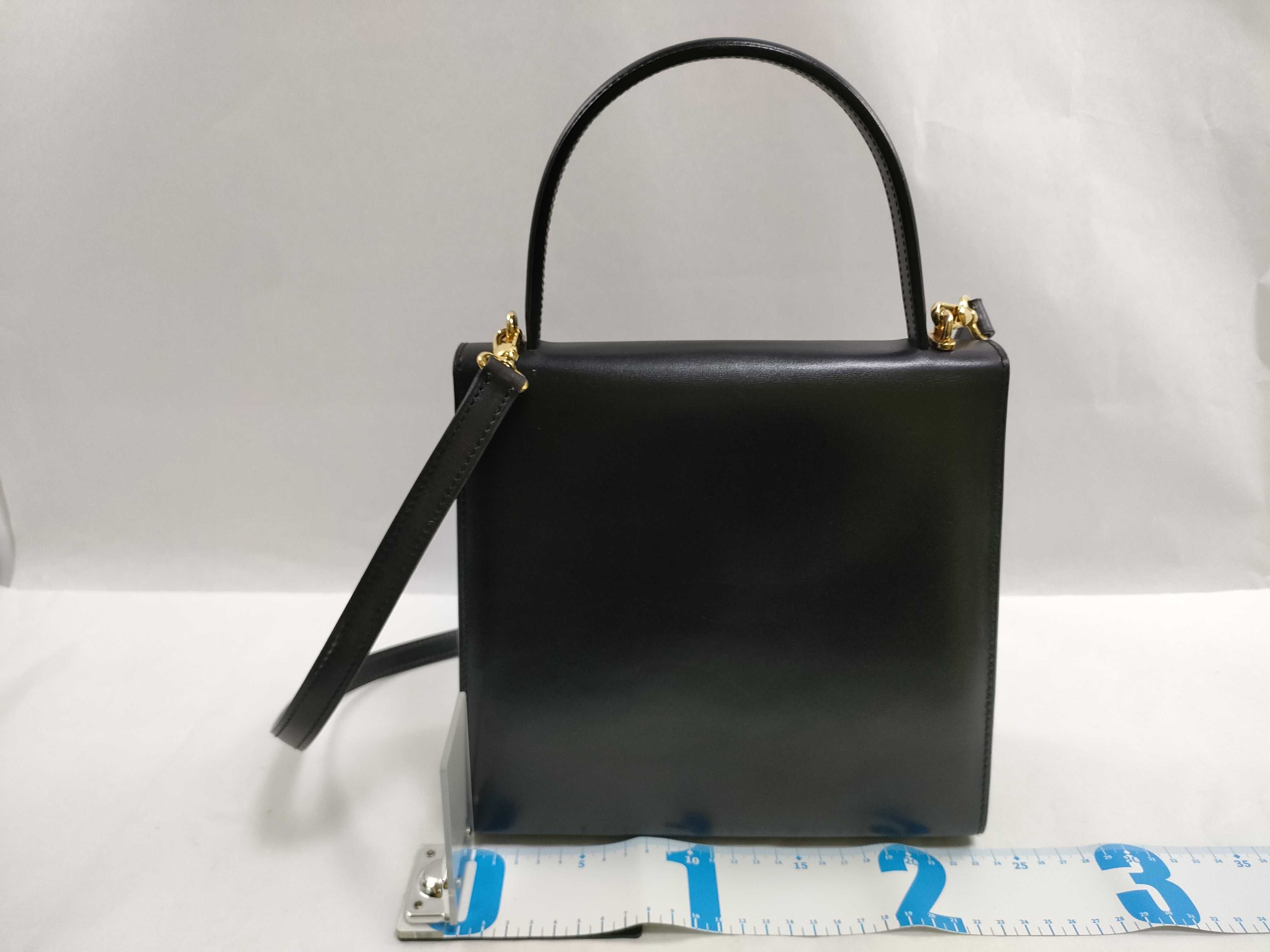 Double Circle Logo Leather Hand Shoulder Bag Handbag — view 2