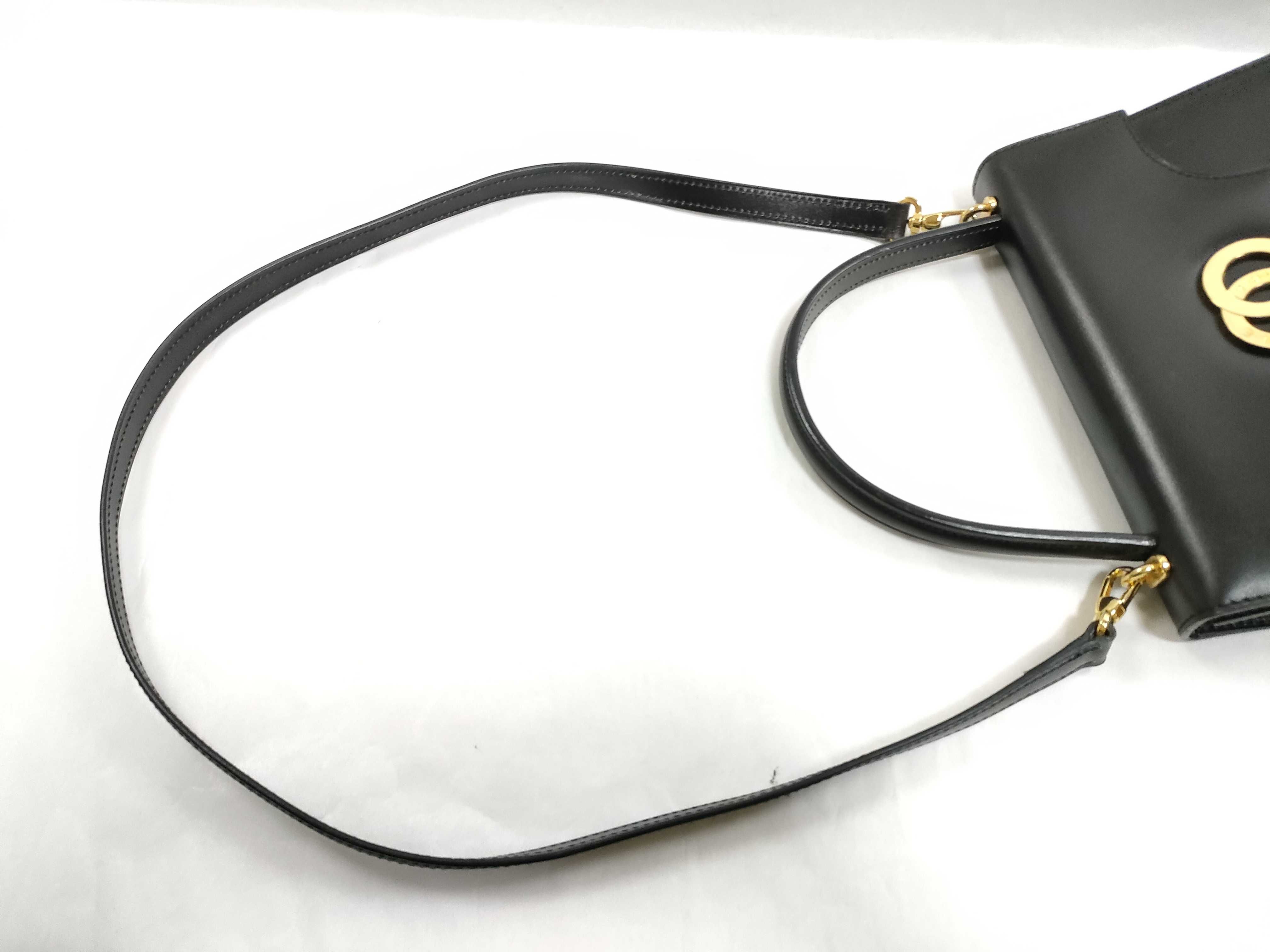 Double Circle Logo Leather Hand Shoulder Bag Handbag — view 3