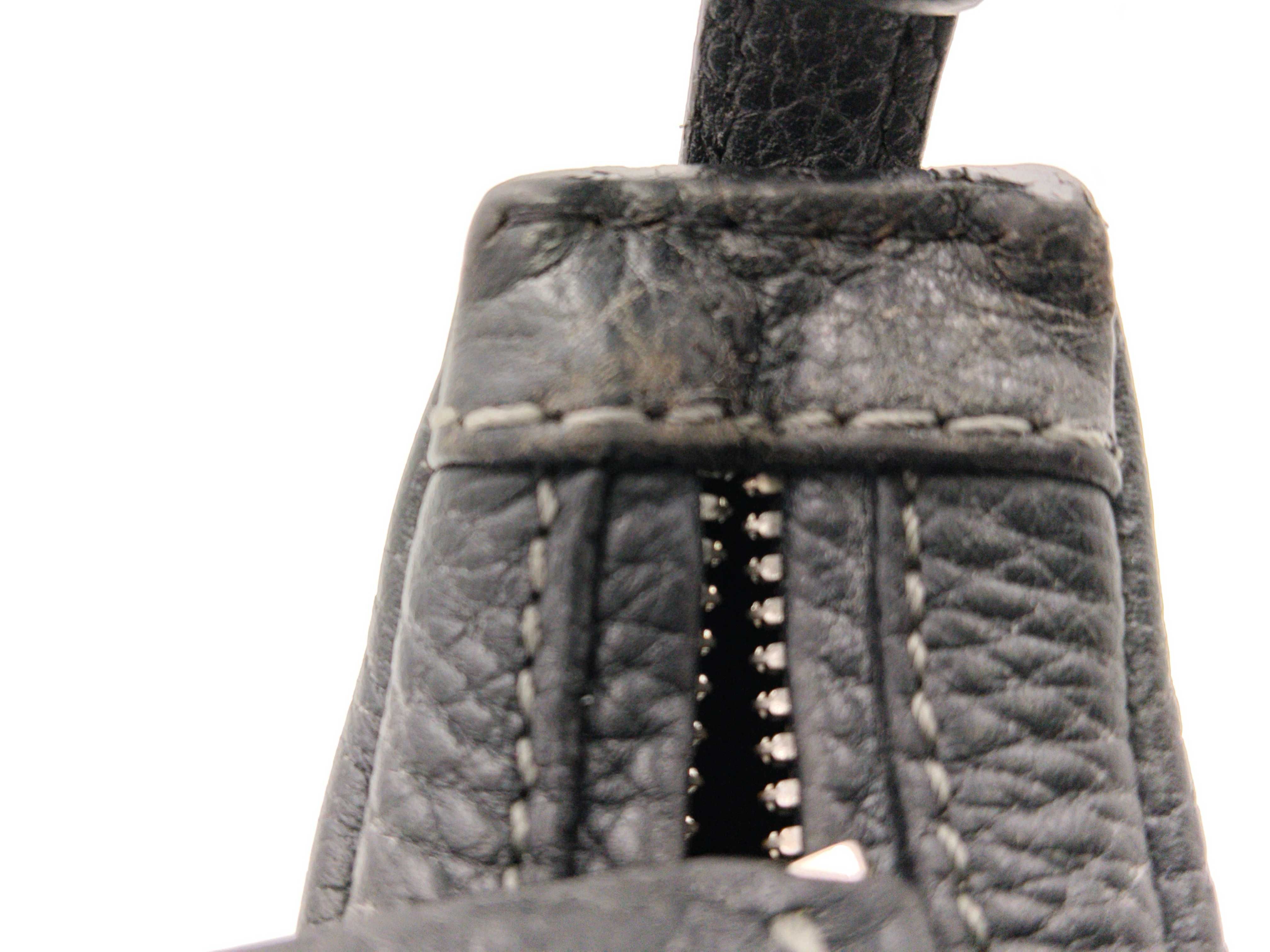 Half Moon Grain Leather Handbag/Shoulder Bag, Black — view 14