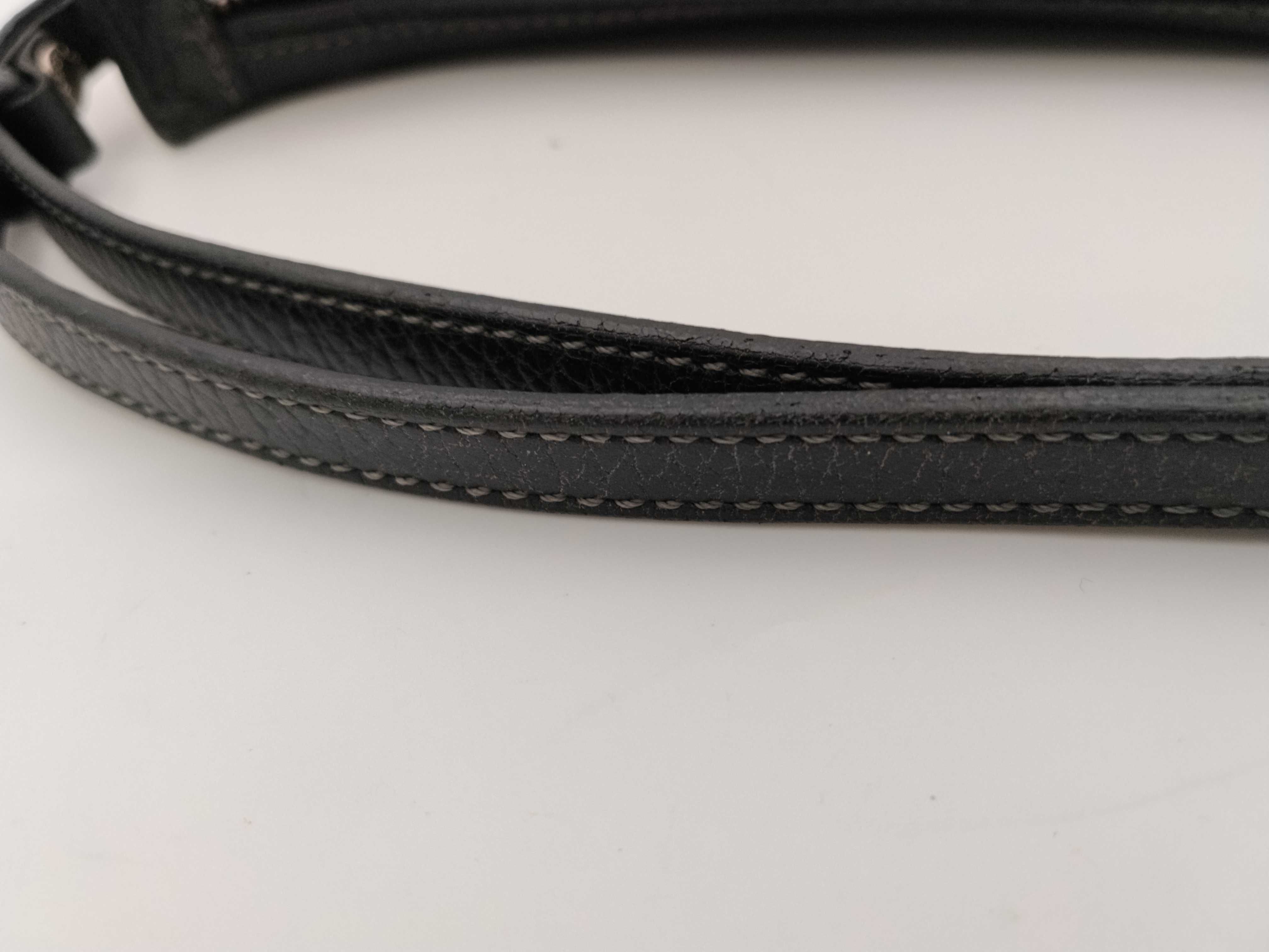 Half Moon Grain Leather Handbag/Shoulder Bag, Black — view 4