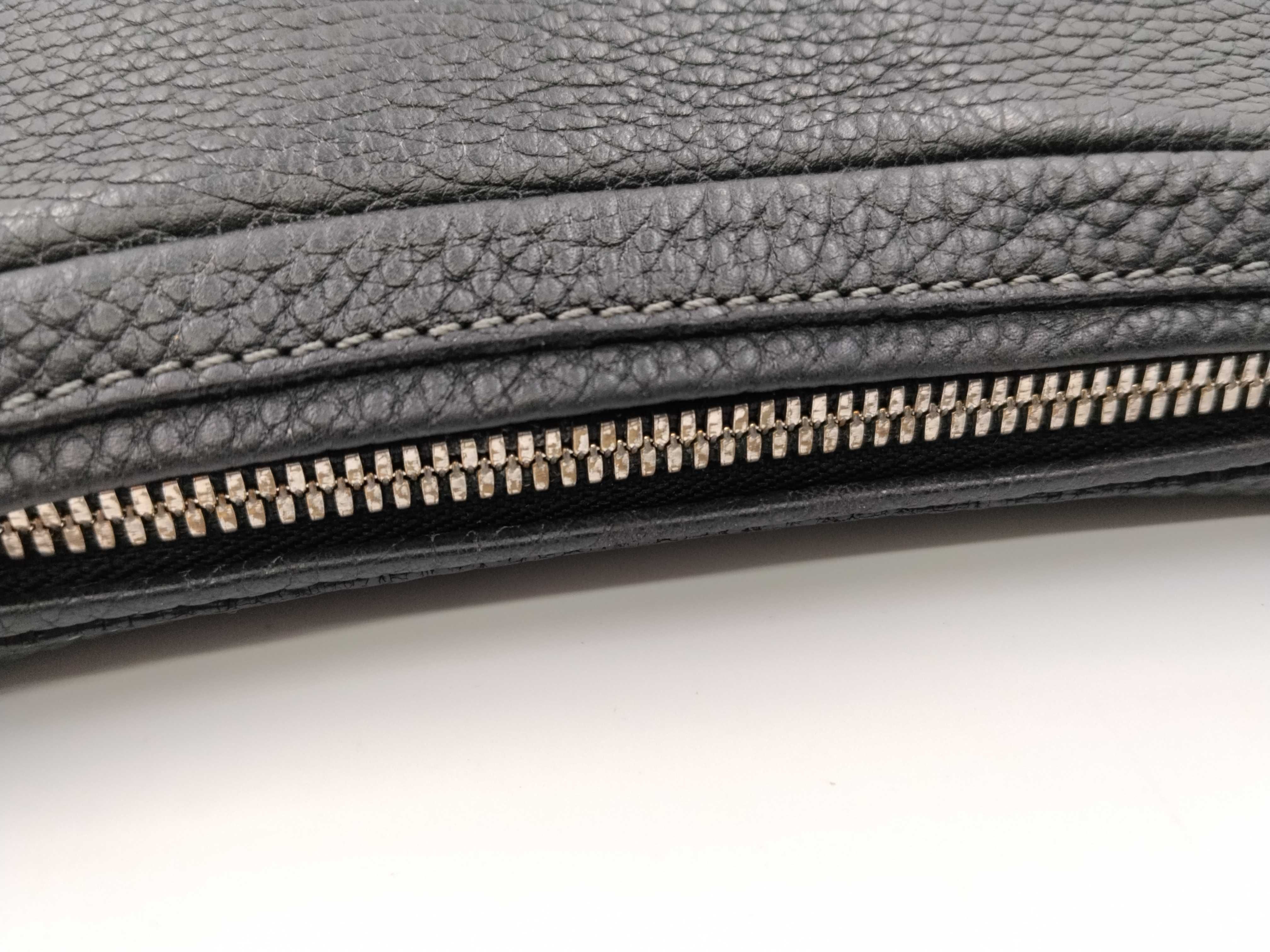 Half Moon Grain Leather Handbag/Shoulder Bag, Black — view 6