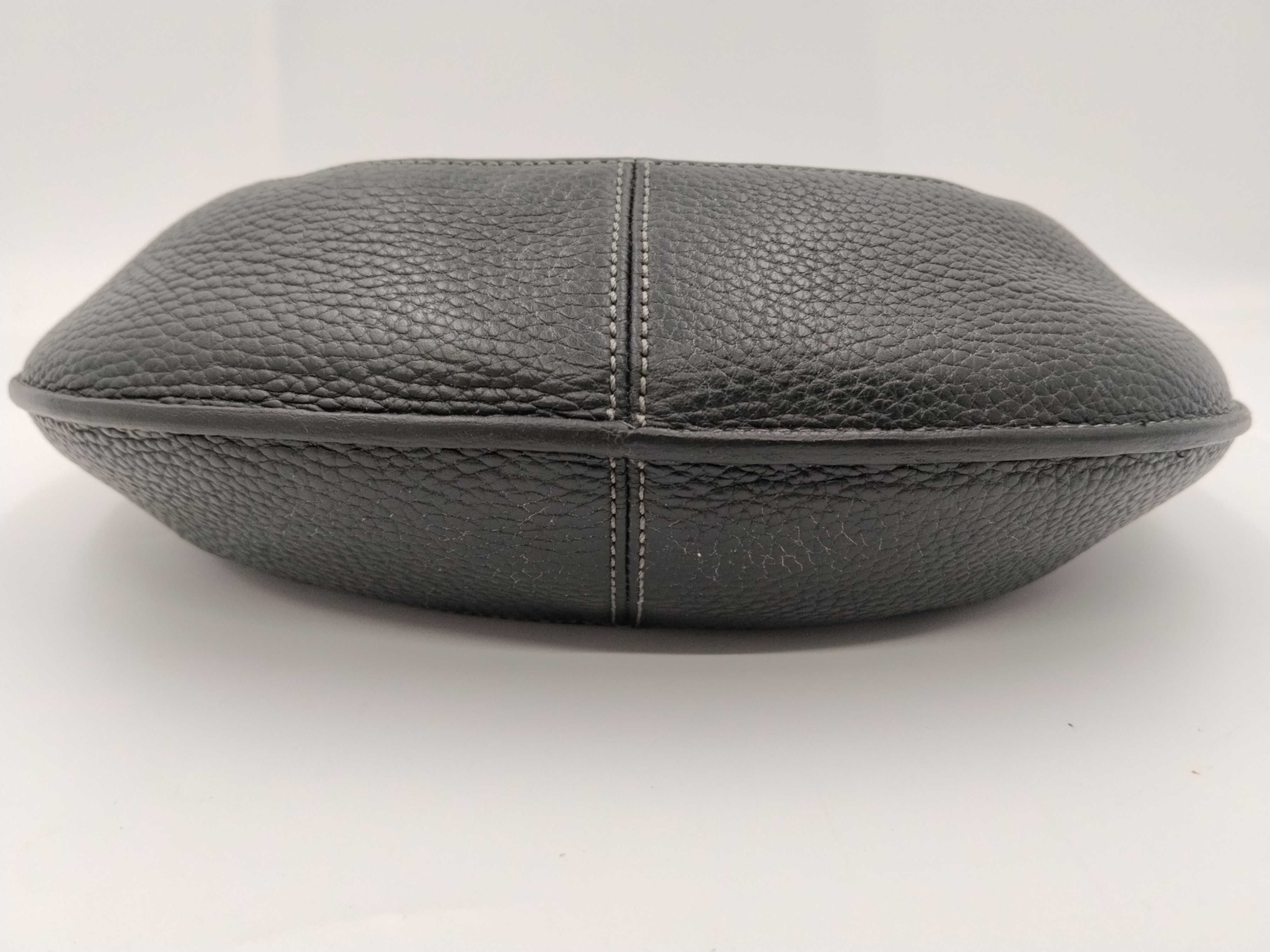 Half Moon Grain Leather Handbag/Shoulder Bag, Black — view 9