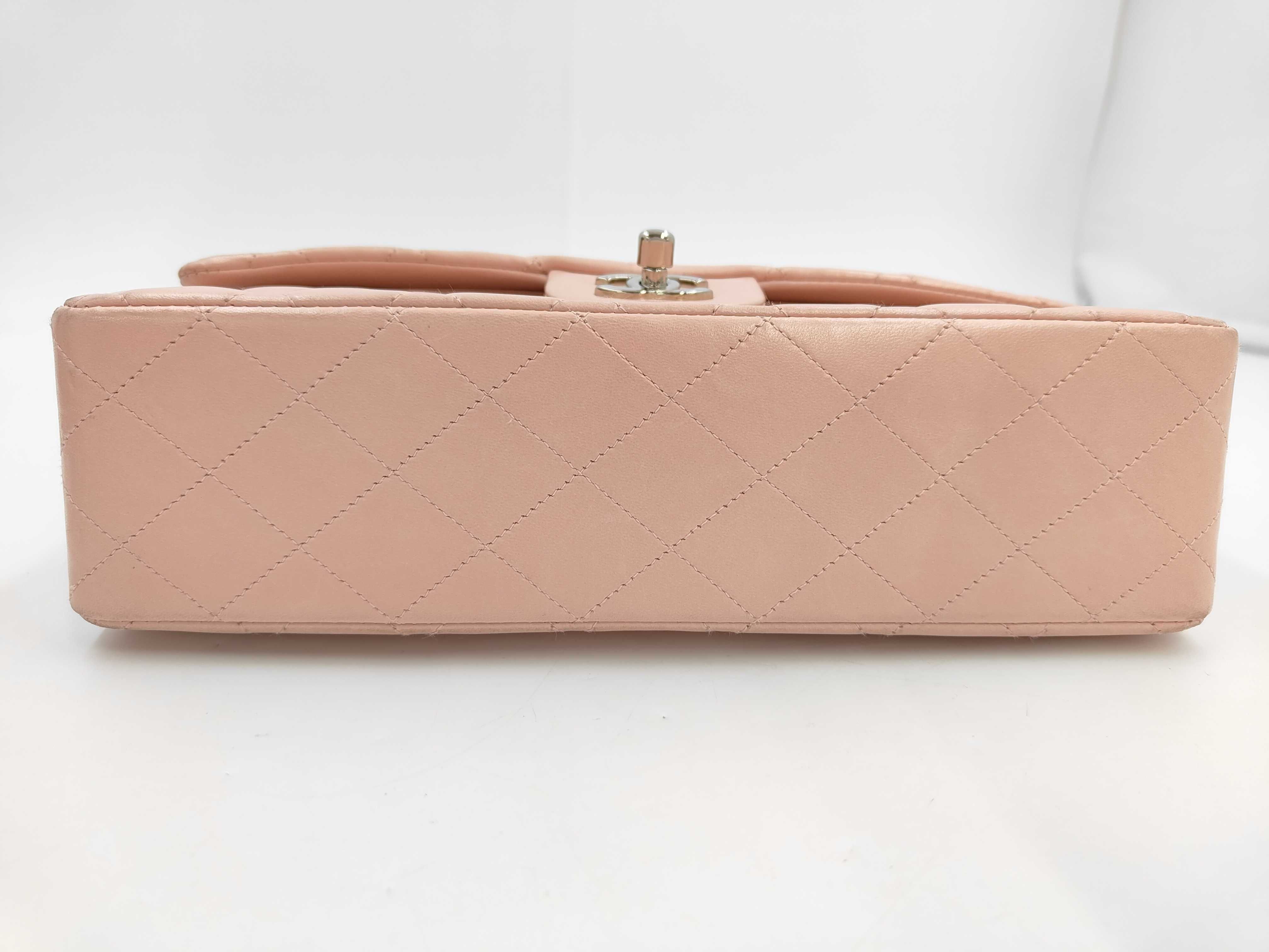 Matelassé 25 Double Flap Lambskin Shoulder Bag, Pink, Silver Hardware, with Original Seal, Item Number 5355583 — view 6