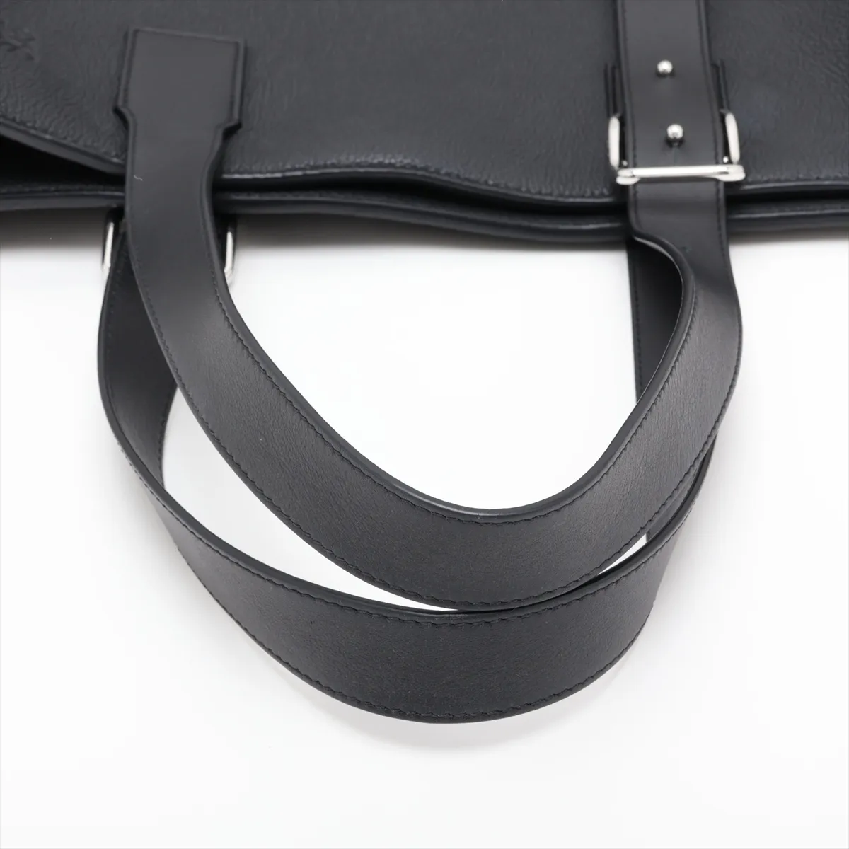 Buckle Tote Leather Tote Bag, Black — view 5