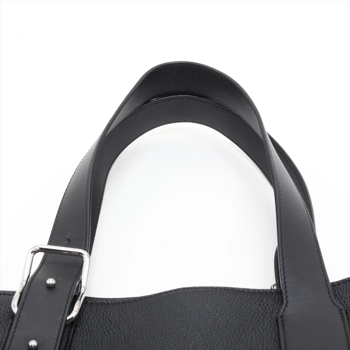 Buckle Tote Leather Tote Bag, Black — view 6