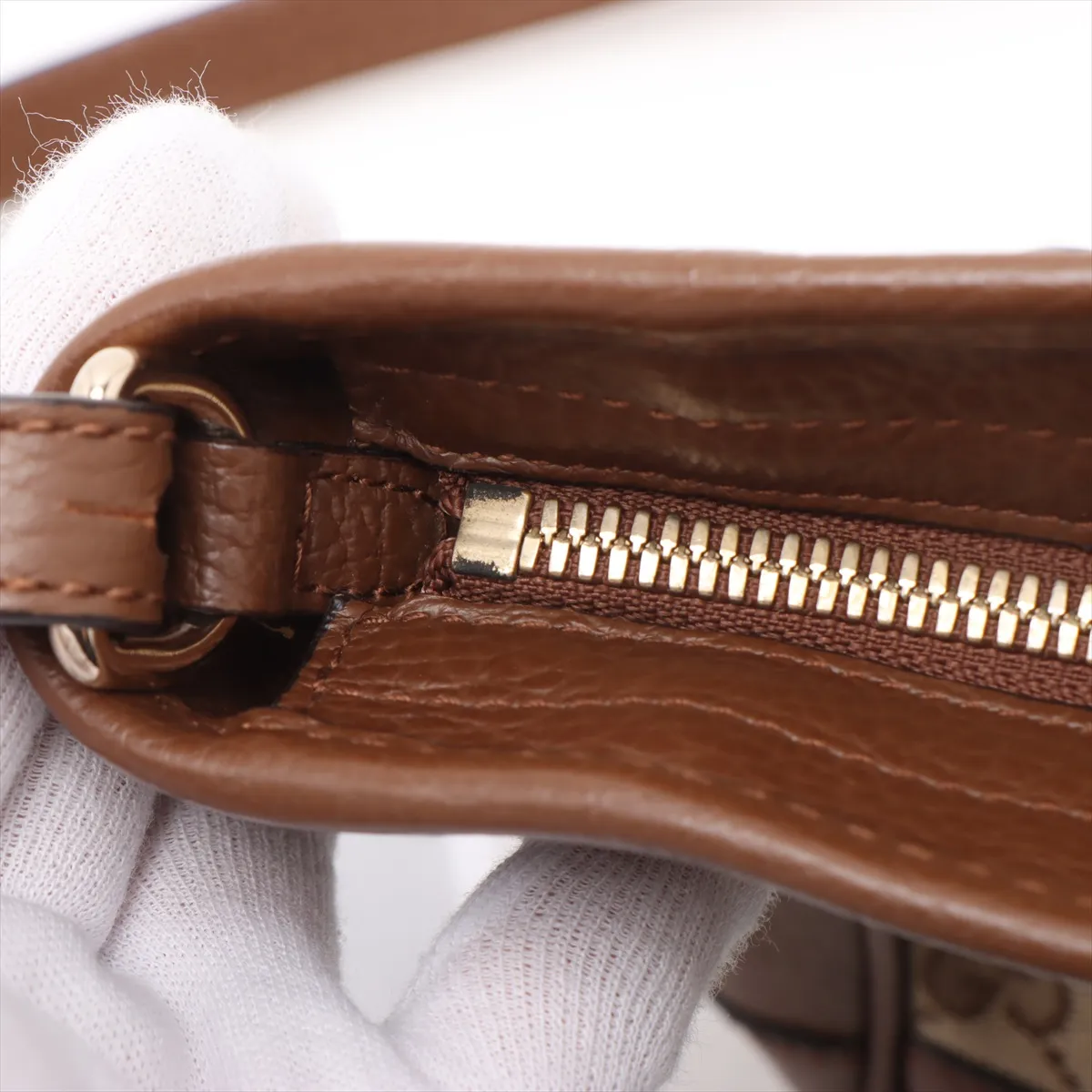 GG Canvas x Leather 2WAY Handbag Brown 449241 Outlet — view 13