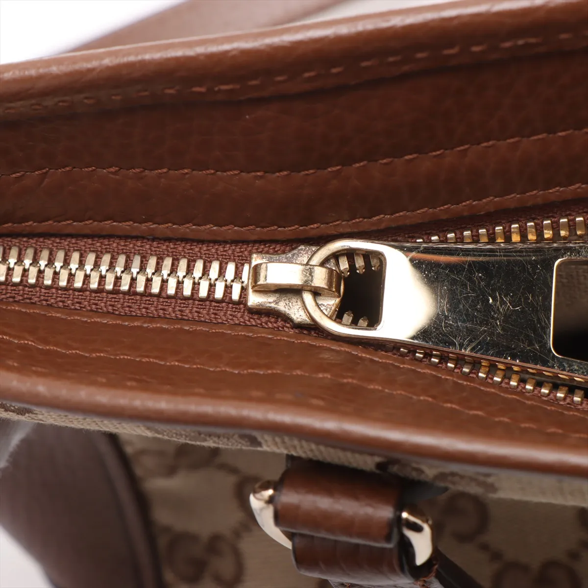 GG Canvas x Leather 2WAY Handbag Brown 449241 Outlet — view 14