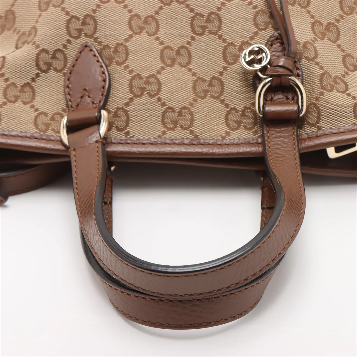 GG Canvas x Leather 2WAY Handbag Brown 449241 Outlet — view 6