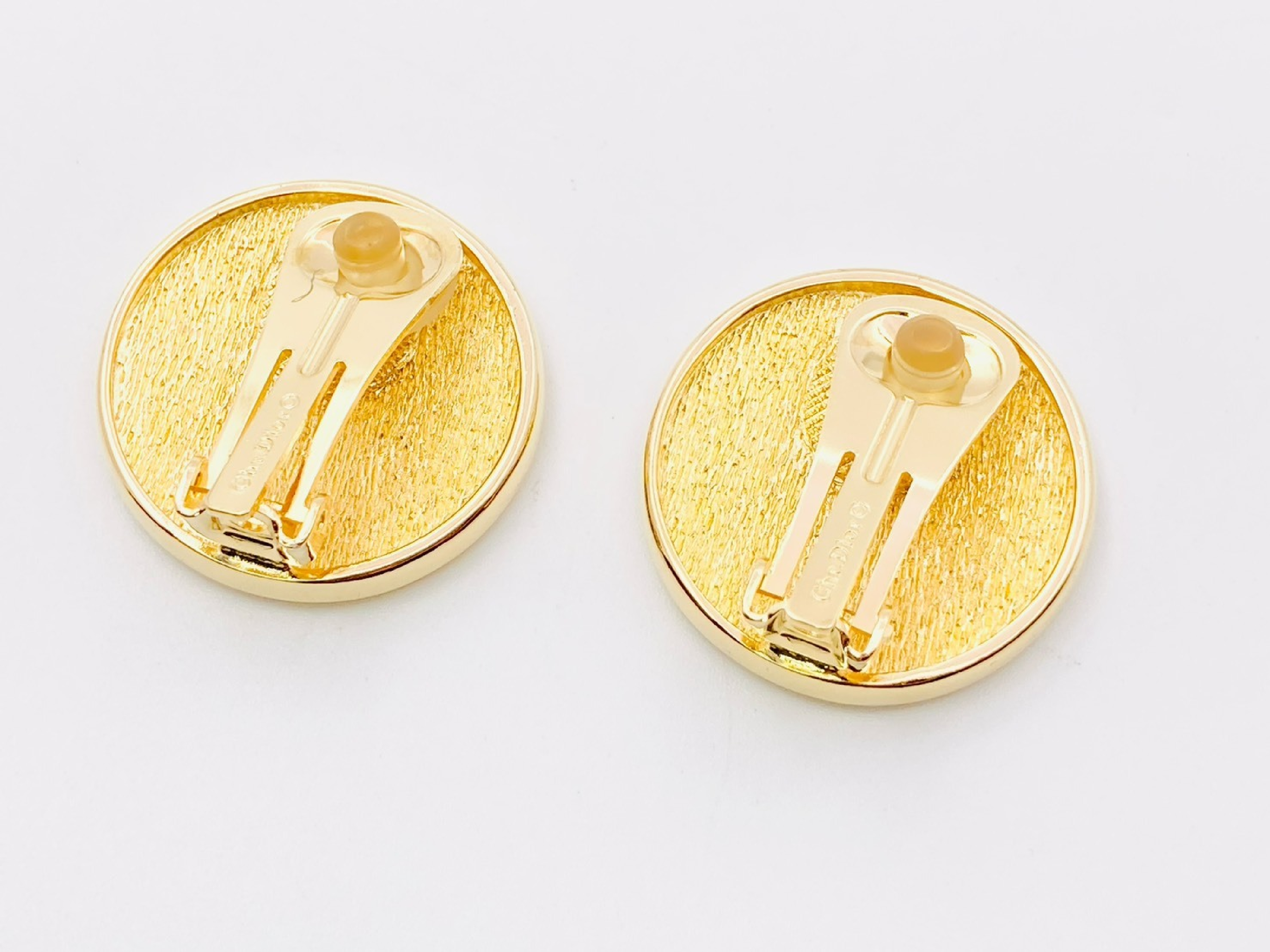 CD Logo Round Earrings, Gold Earrings — view 3