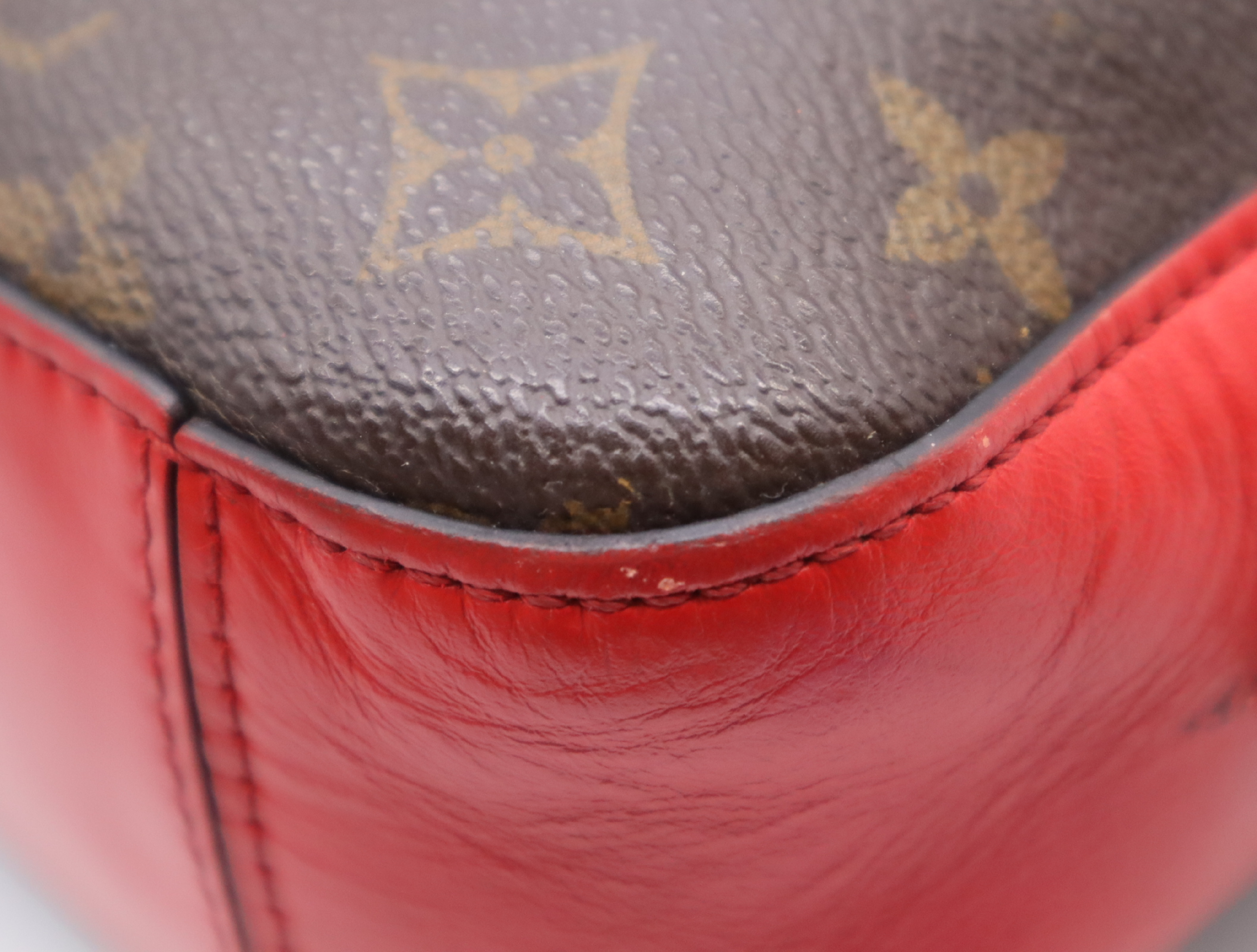 M43556 Monogram Saint-Onge Coquelicot Brown x Red Shoulder Bag — view 7
