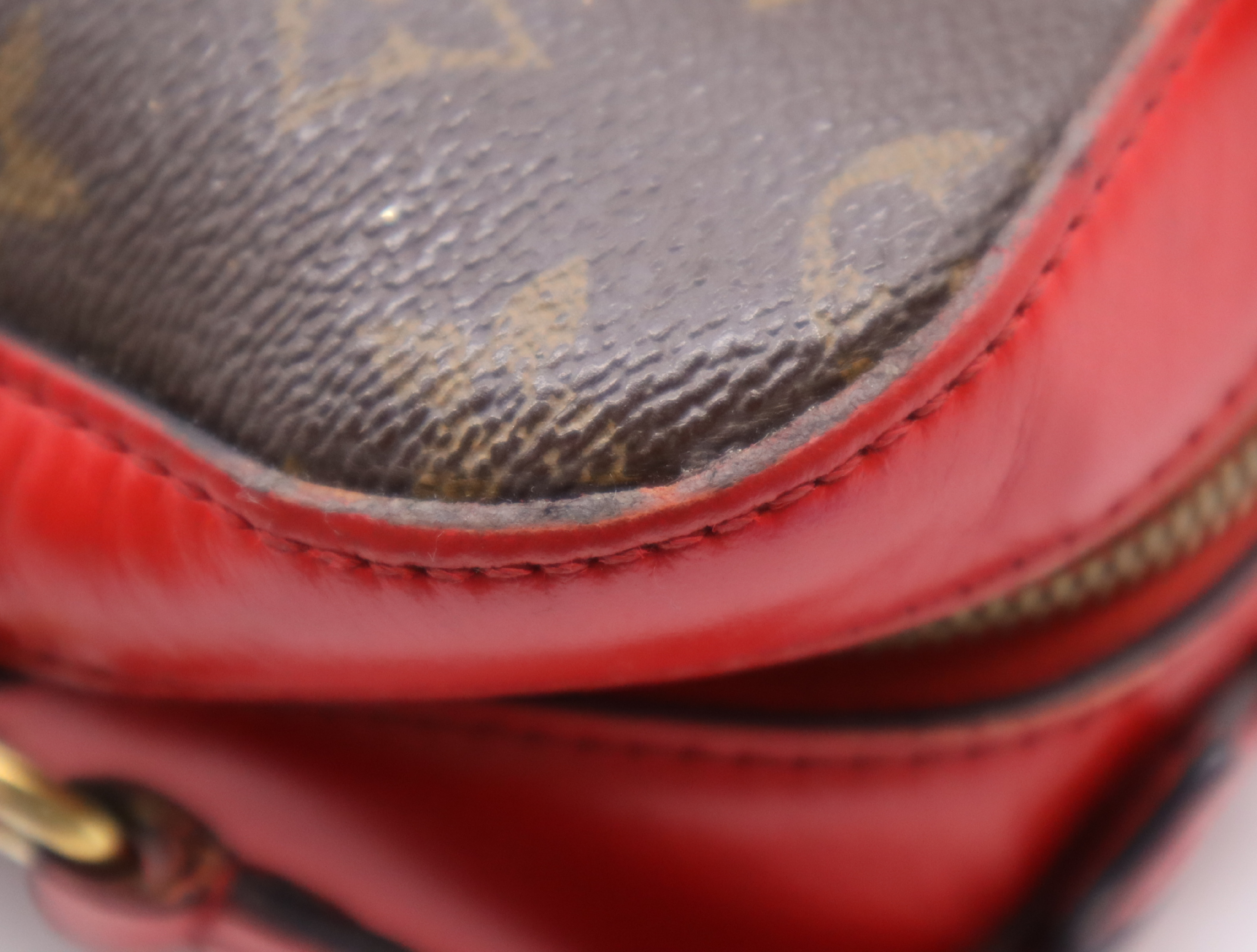 M43556 Monogram Saint-Onge Coquelicot Brown x Red Shoulder Bag — view 9