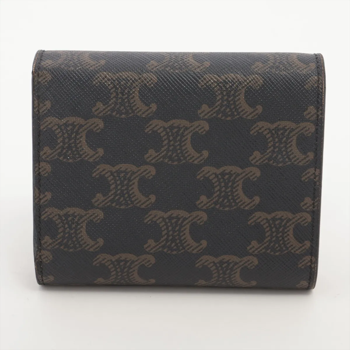 Triomphe Small Flap Wallet, PVC x Leather, Compact Wallet, Black x Brown — view 2