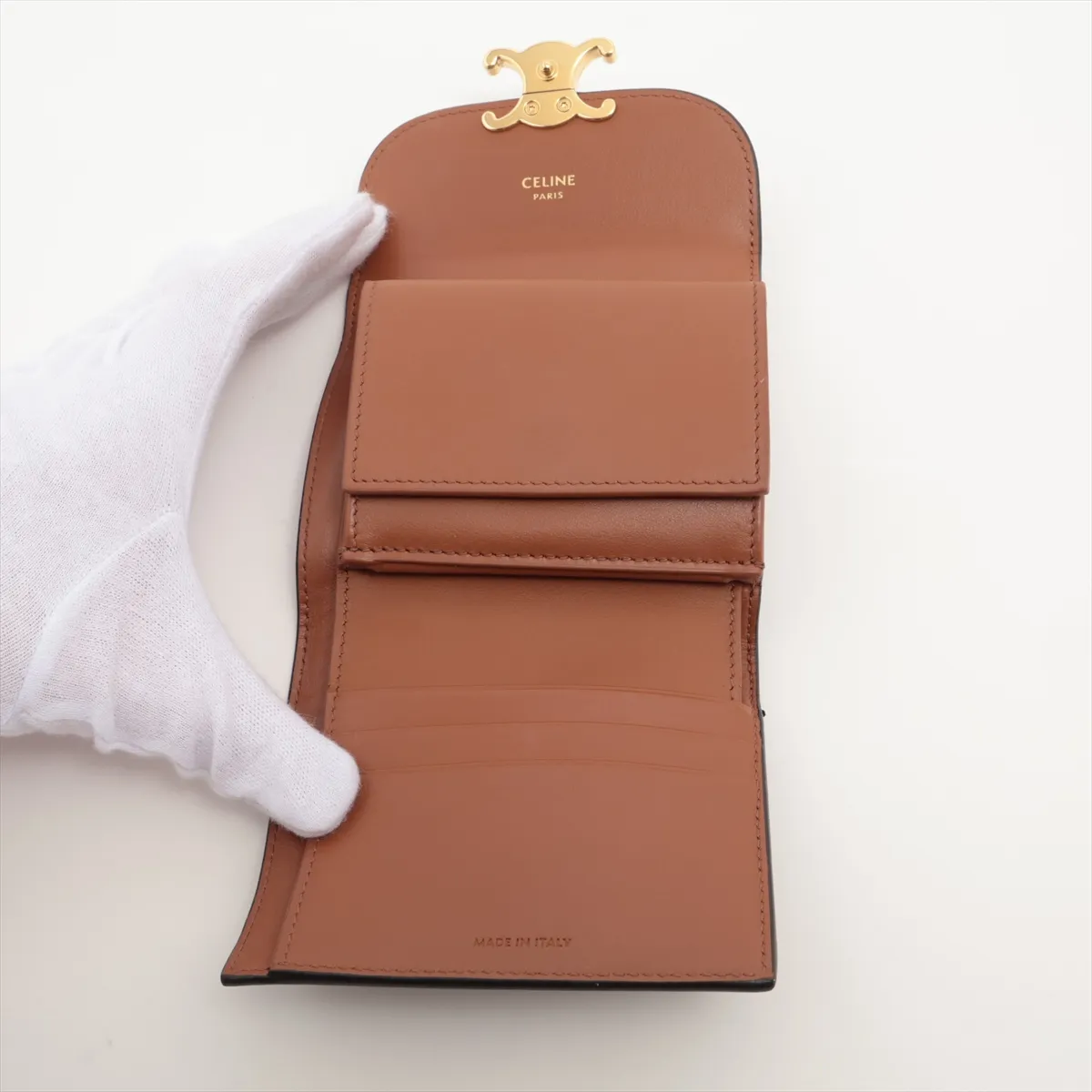 Triomphe Small Flap Wallet, PVC x Leather, Compact Wallet, Black x Brown — view 4
