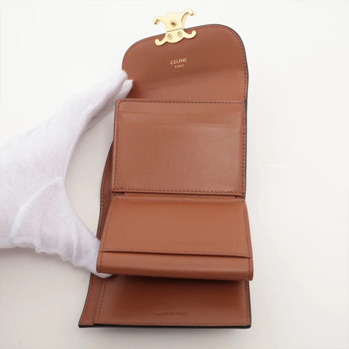 Triomphe Small Flap Wallet, PVC x Leather, Compact Wallet, Black x Brown — view 5
