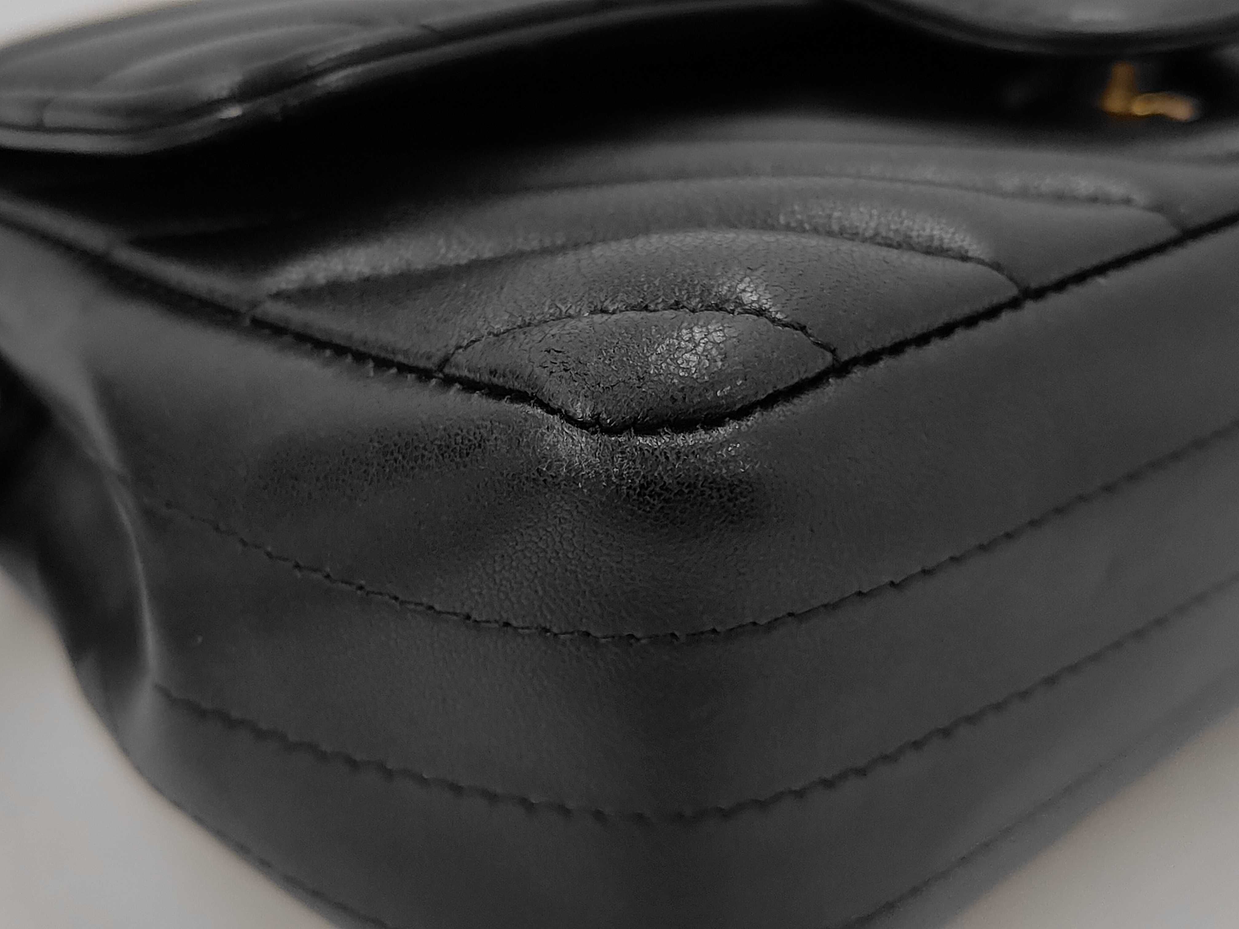 Matelassé 20 V-stitch Chevron Lambskin Gold Hardware Chain Shoulder Bag, Serial Number 28, Black Shoulder Bag — view 7