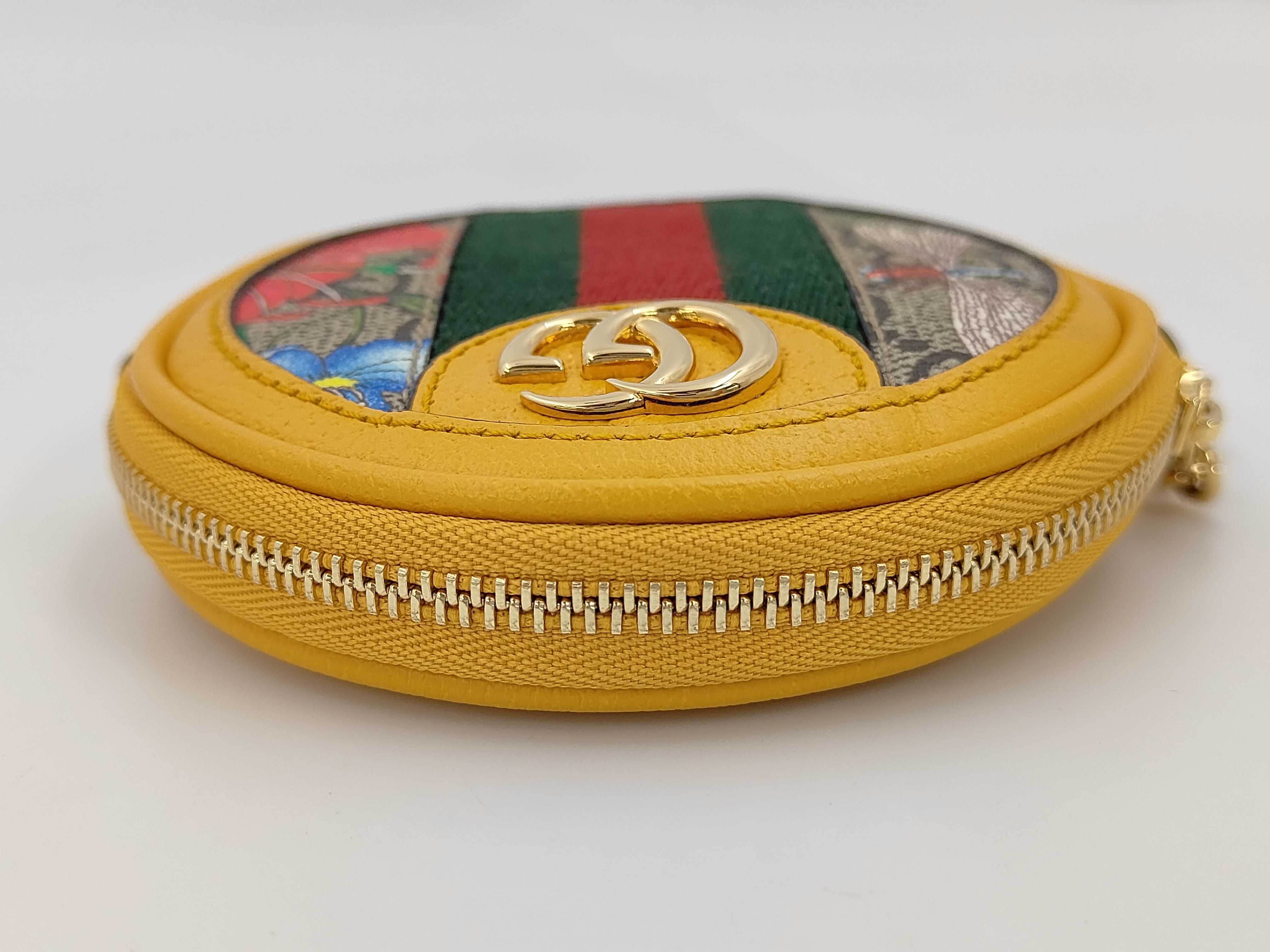 Ophidia Round Coin Case, GG Floral Pattern, 574840, Yellow Coin Case — view 5