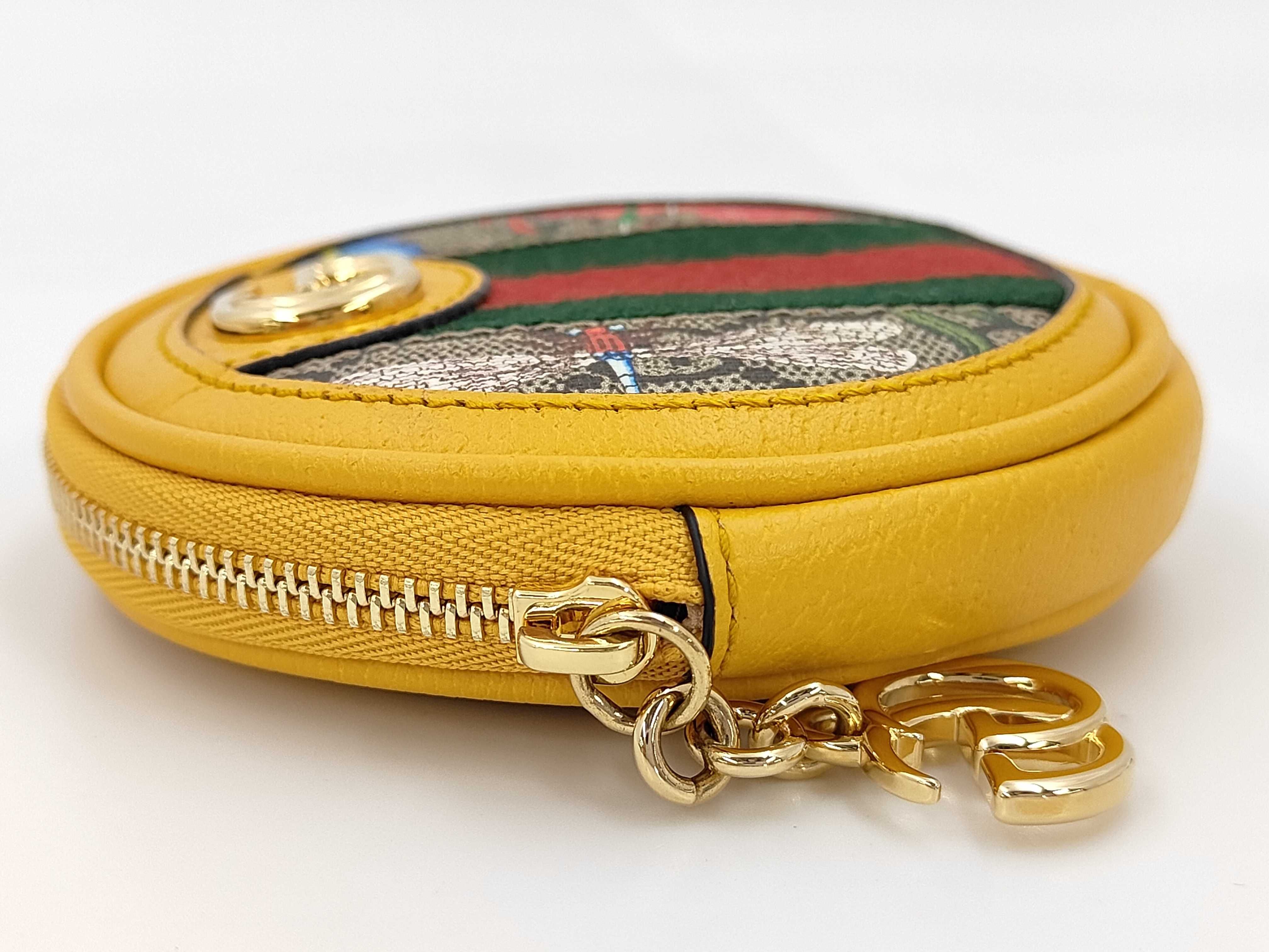 Ophidia Round Coin Case, GG Floral Pattern, 574840, Yellow Coin Case — view 6