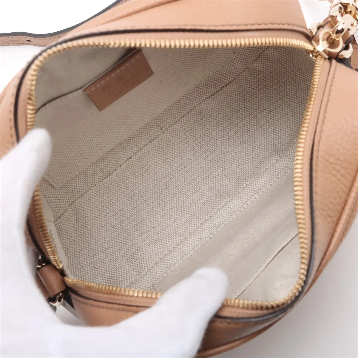 Soho Leather Shoulder Bag Beige 722319 Outlet Mark — view 6