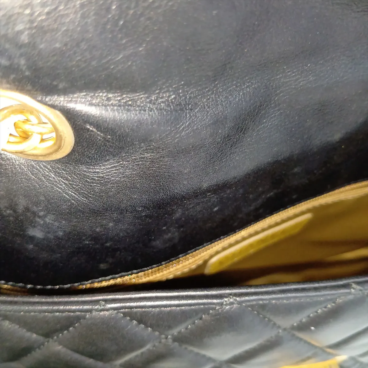 2.55 Lambskin Single Flap Double Chain Bag, Black x White, Gold Hardware, 15916568, Serial Number 15 — view 12