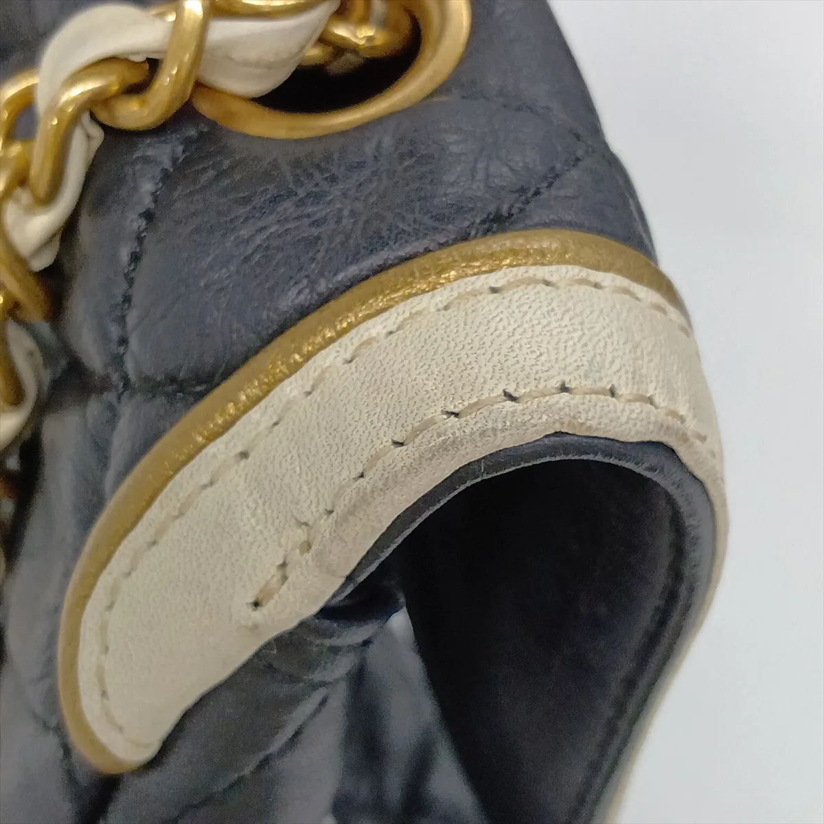2.55 Lambskin Single Flap Double Chain Bag, Black x White, Gold Hardware, 15916568, Serial Number 15 — view 15