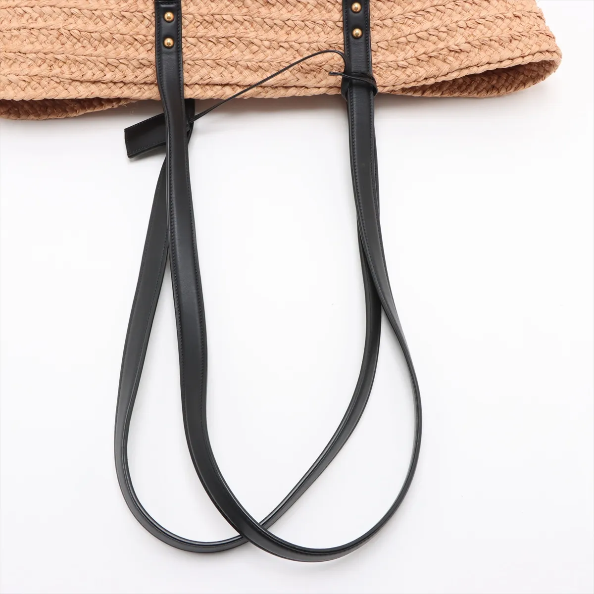 Panier Raffia x Leather Basket Bag Beige x Black 685634 — view 5