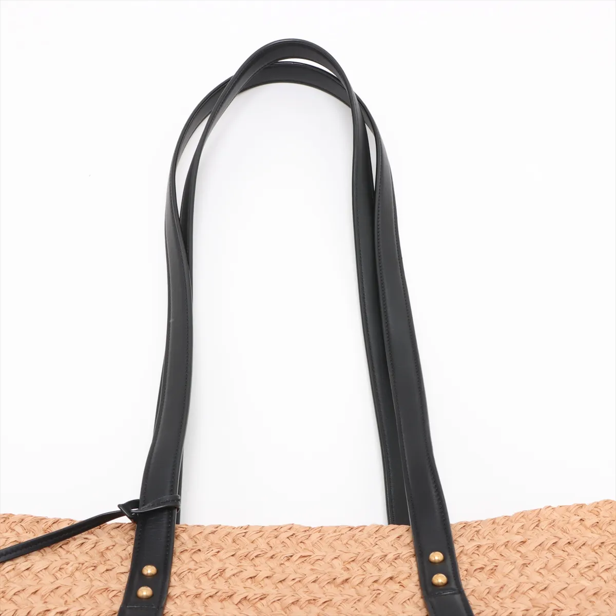 Panier Raffia x Leather Basket Bag Beige x Black 685634 — view 6