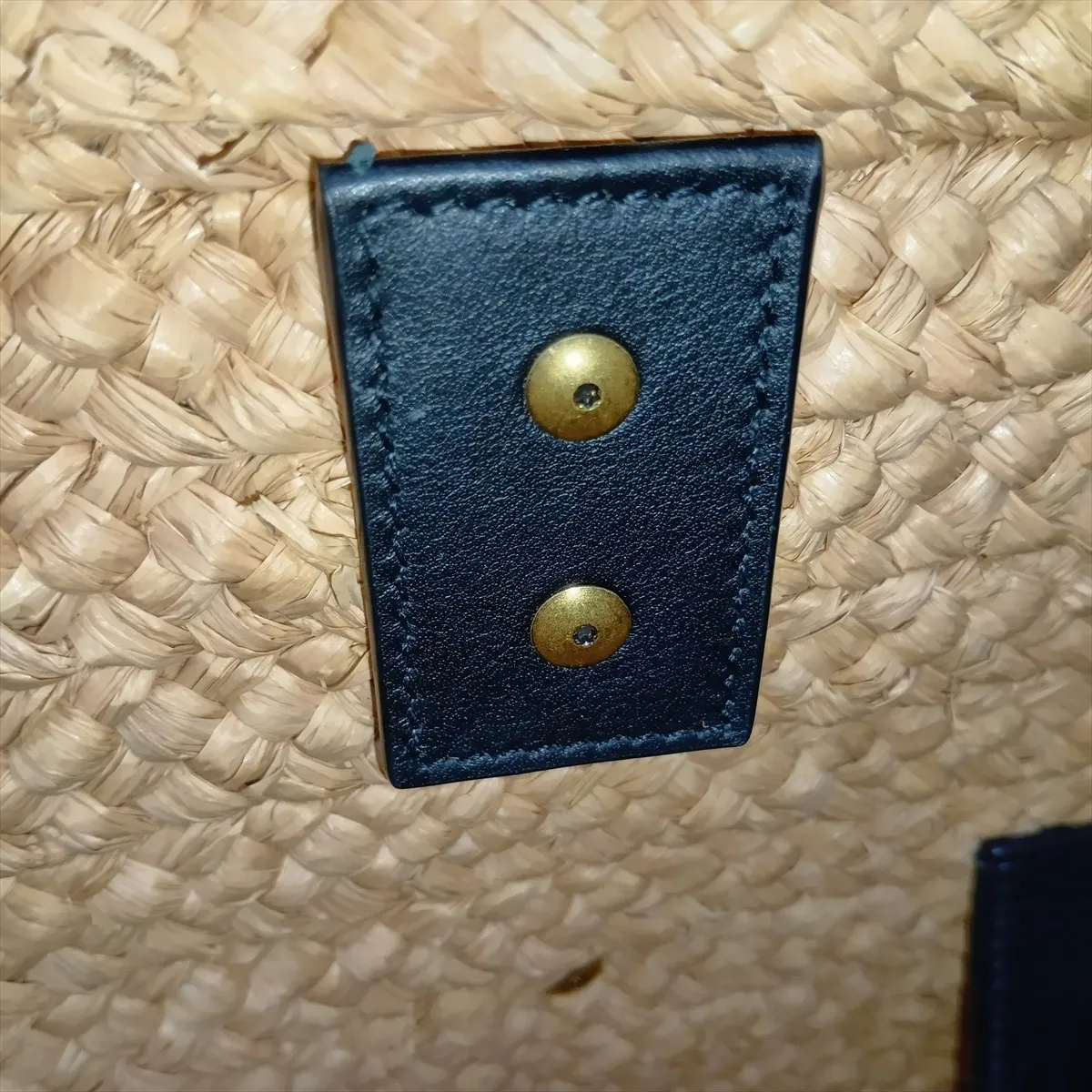 Panier Raffia x Leather Basket Bag Beige x Black 685634 — view 9