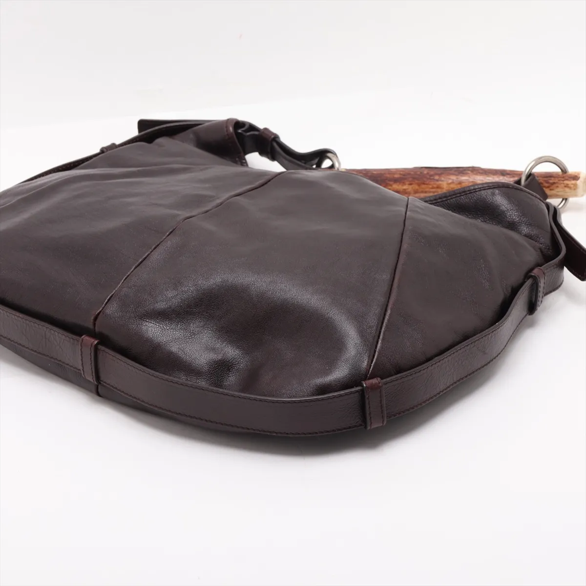 Mombasa Leather Shoulder Bag, Brown, 95361 — view 3