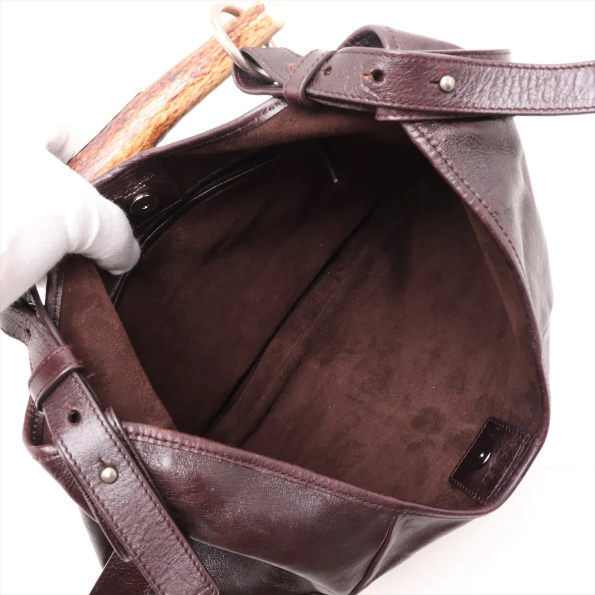 Mombasa Leather Shoulder Bag, Brown, 95361 — view 7