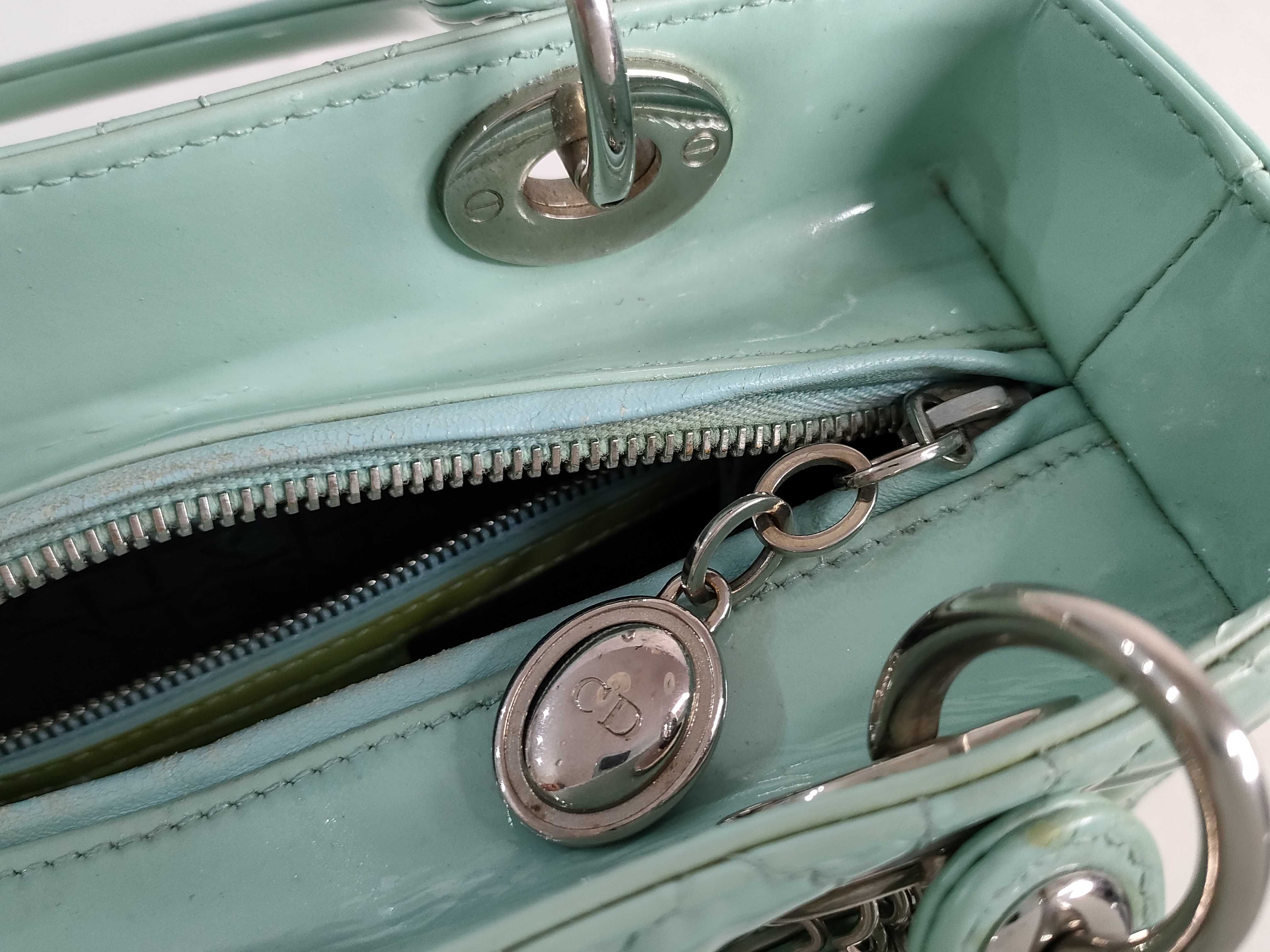 Lady Dior Cannage Patent Handbag 2-Way with Stitching — view 14