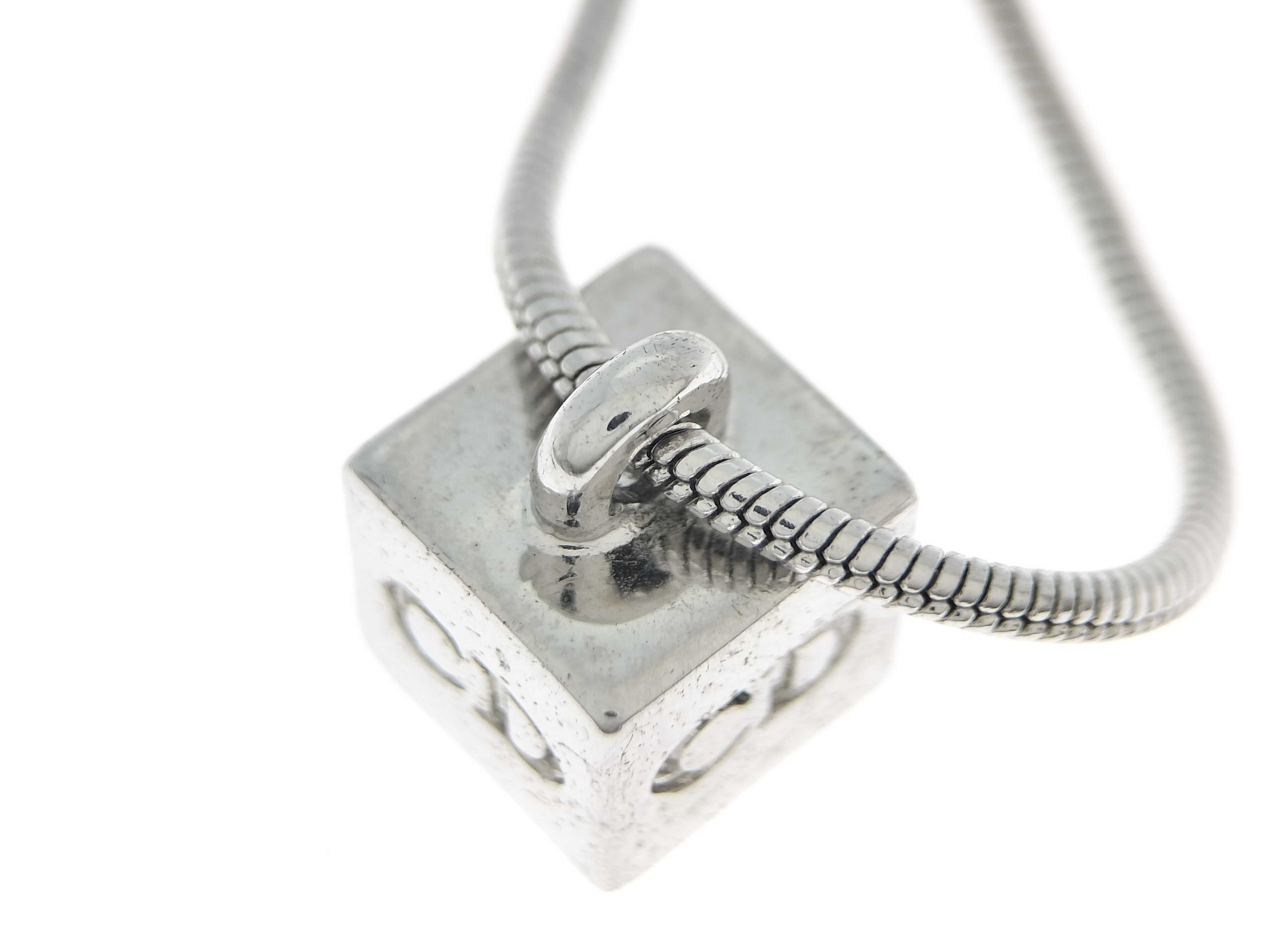 CD Logo Cube Dice Snake Chain Silver Necklace — view 11