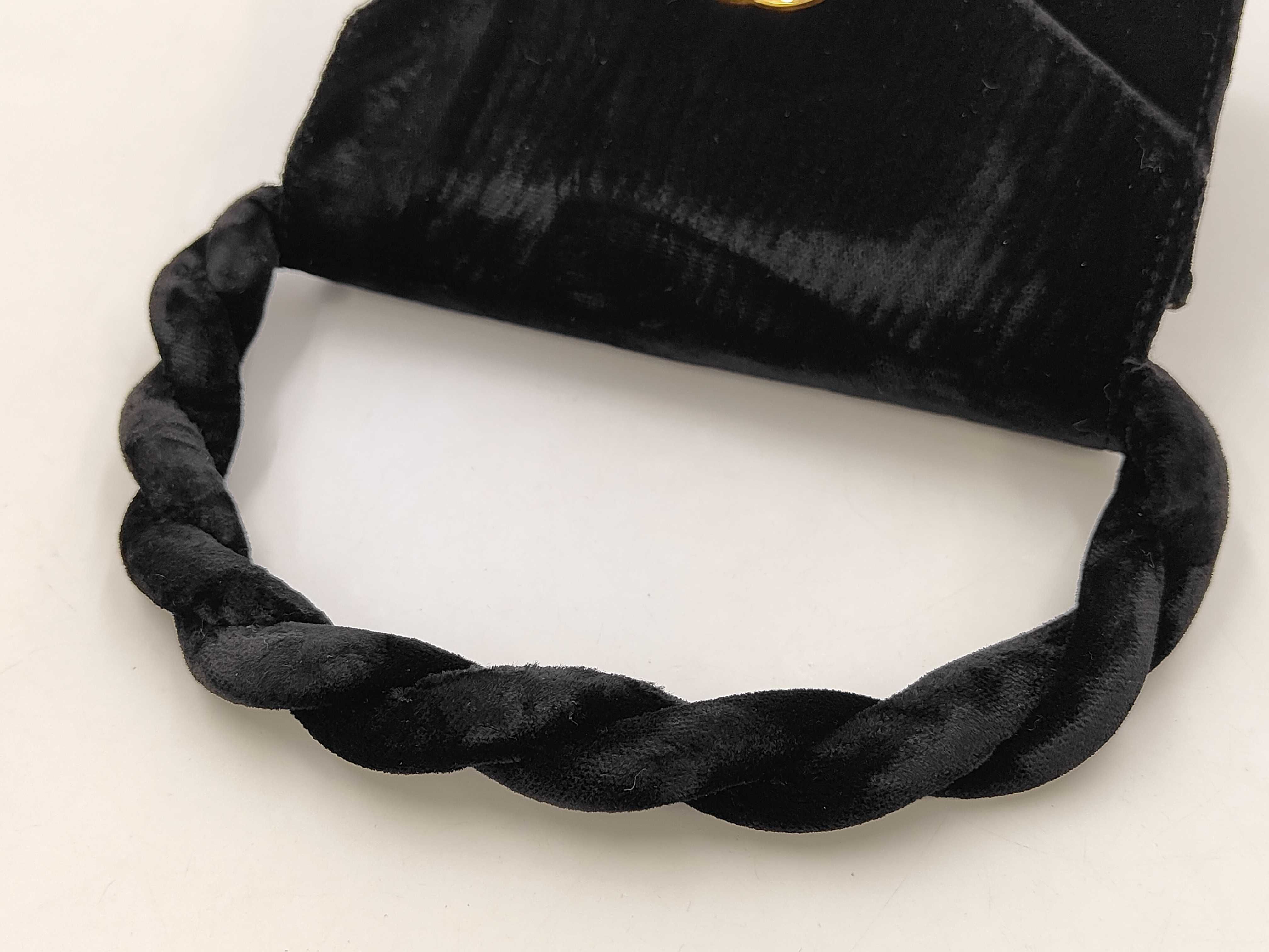 Mini Handbag, Twist Handle, Velour, Black, Gold Hardware — view 3