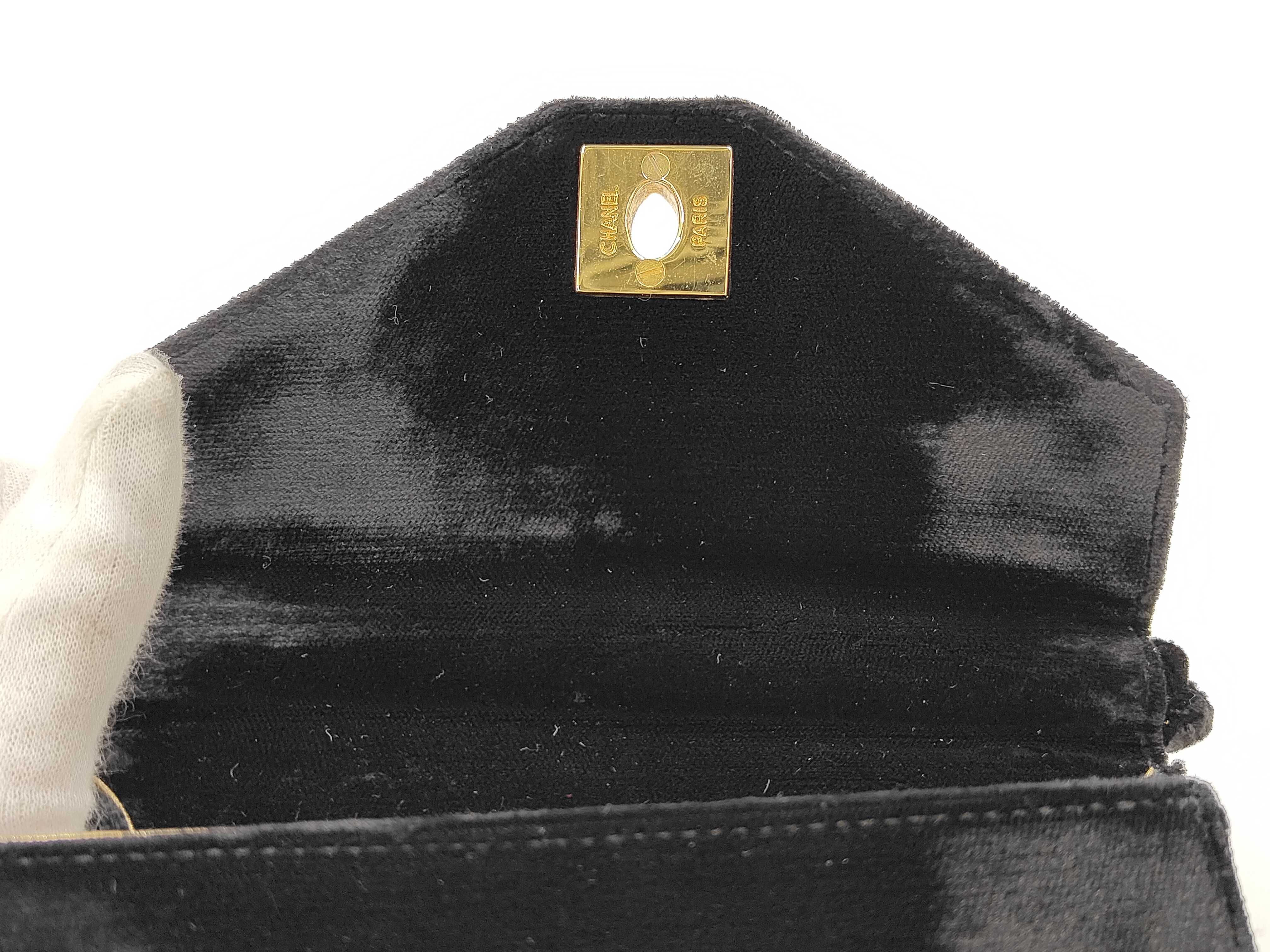 Mini Handbag, Twist Handle, Velour, Black, Gold Hardware — view 8