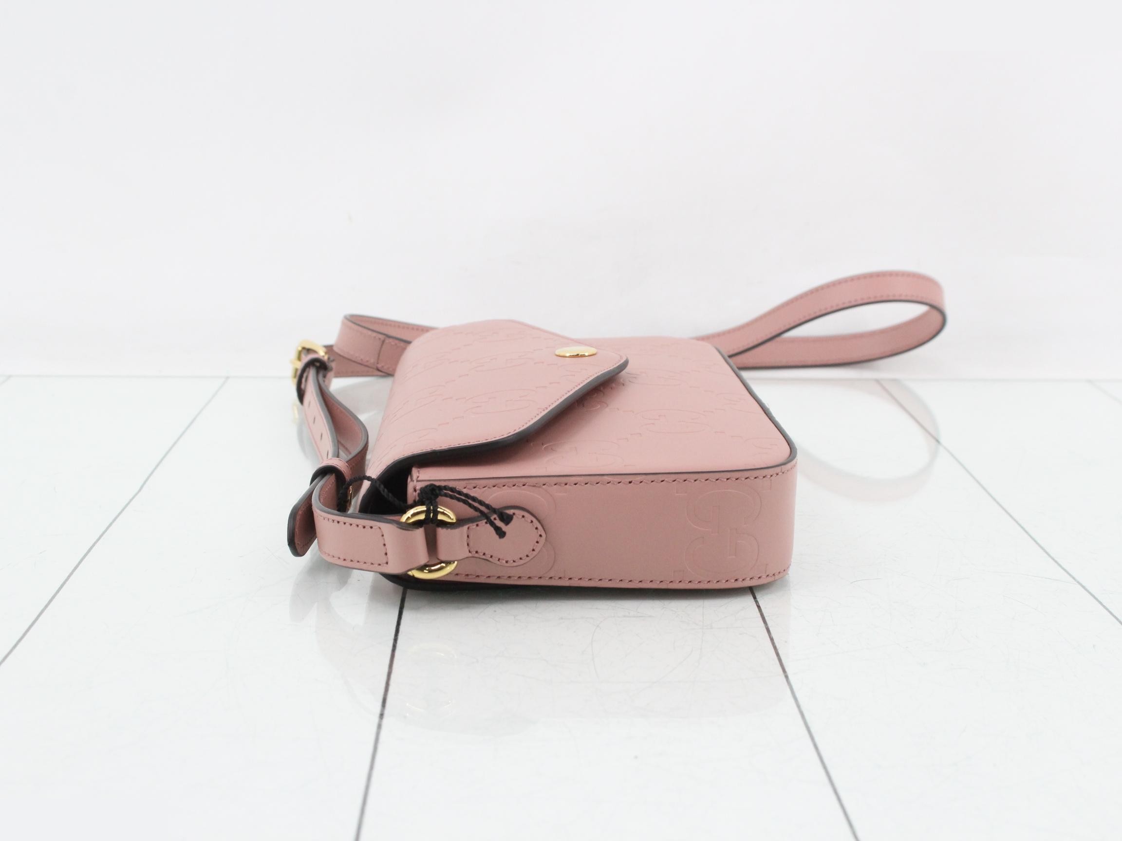 GG Super Leather Shoulder Bag, Pink — view 4