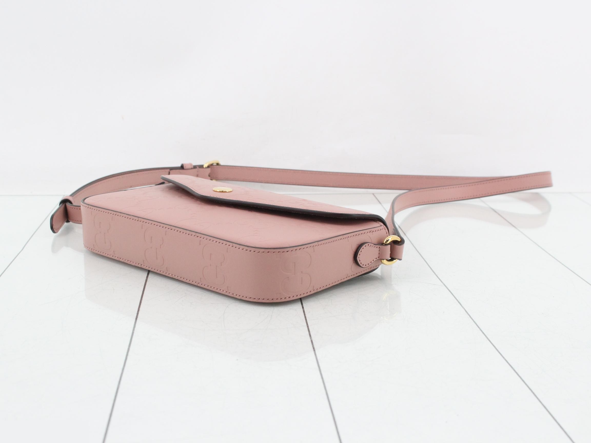 GG Super Leather Shoulder Bag, Pink — view 6