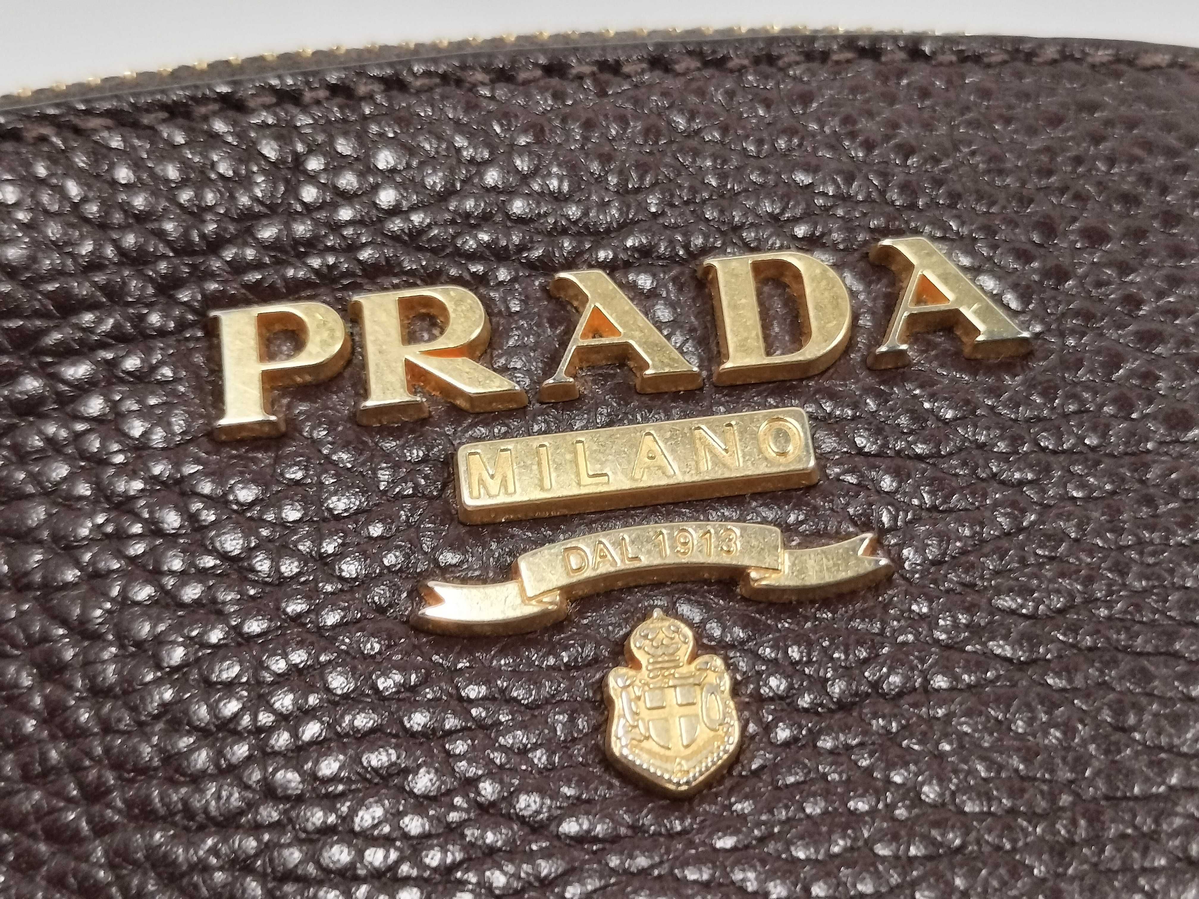 1ND005 Vitello Logo Pouch, Gold Hardware, Dark Brown Pouch — view 11