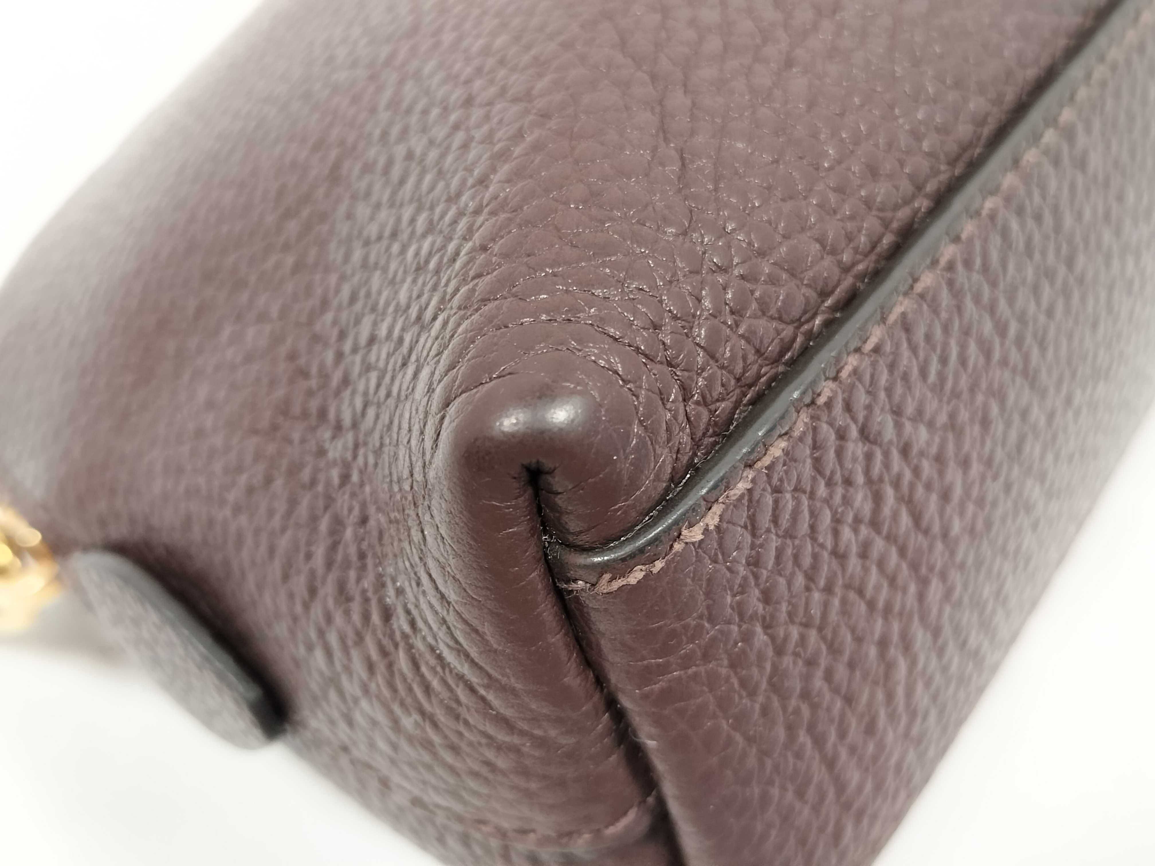 1ND005 Vitello Logo Pouch, Gold Hardware, Dark Brown Pouch — view 3