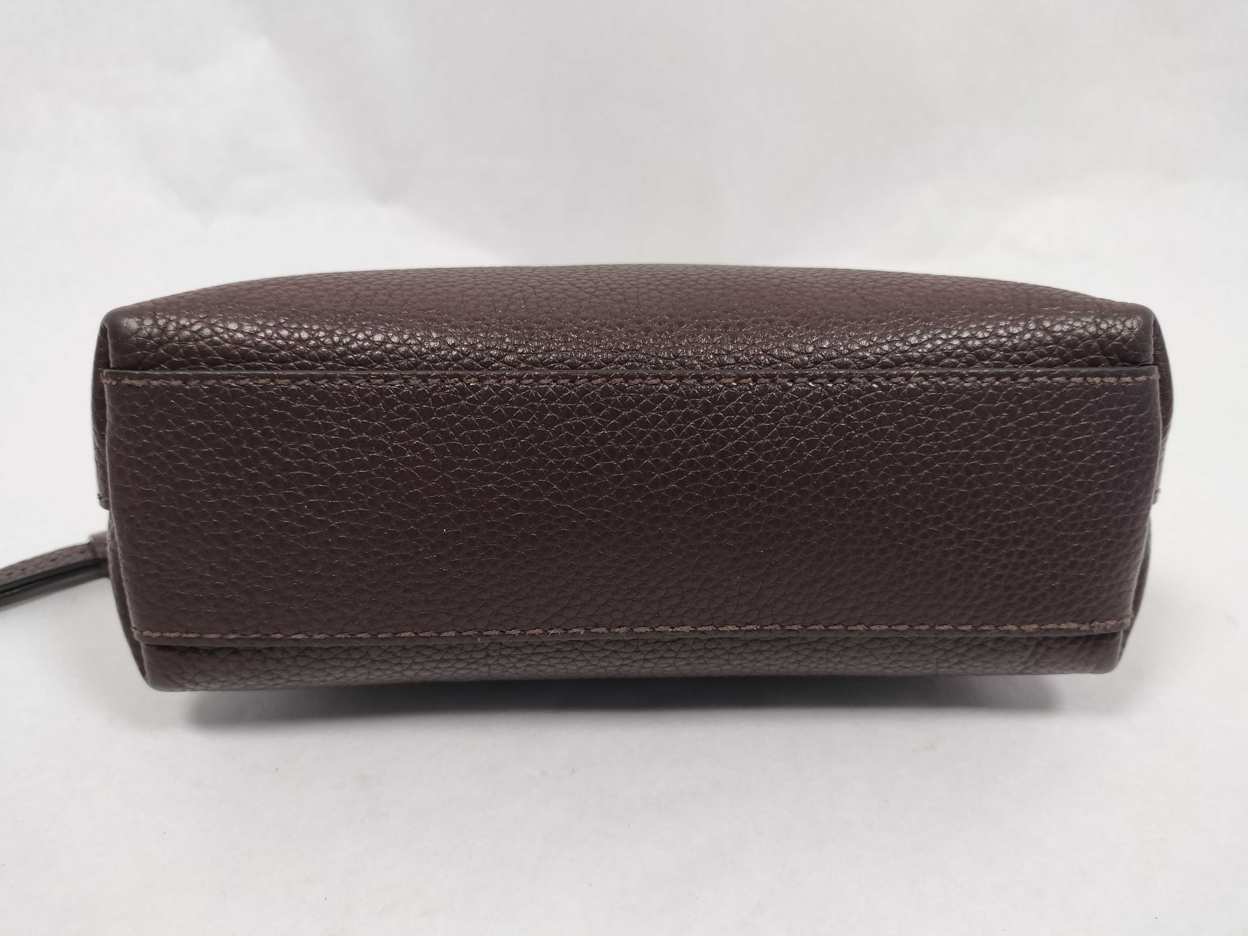 1ND005 Vitello Logo Pouch, Gold Hardware, Dark Brown Pouch — view 4