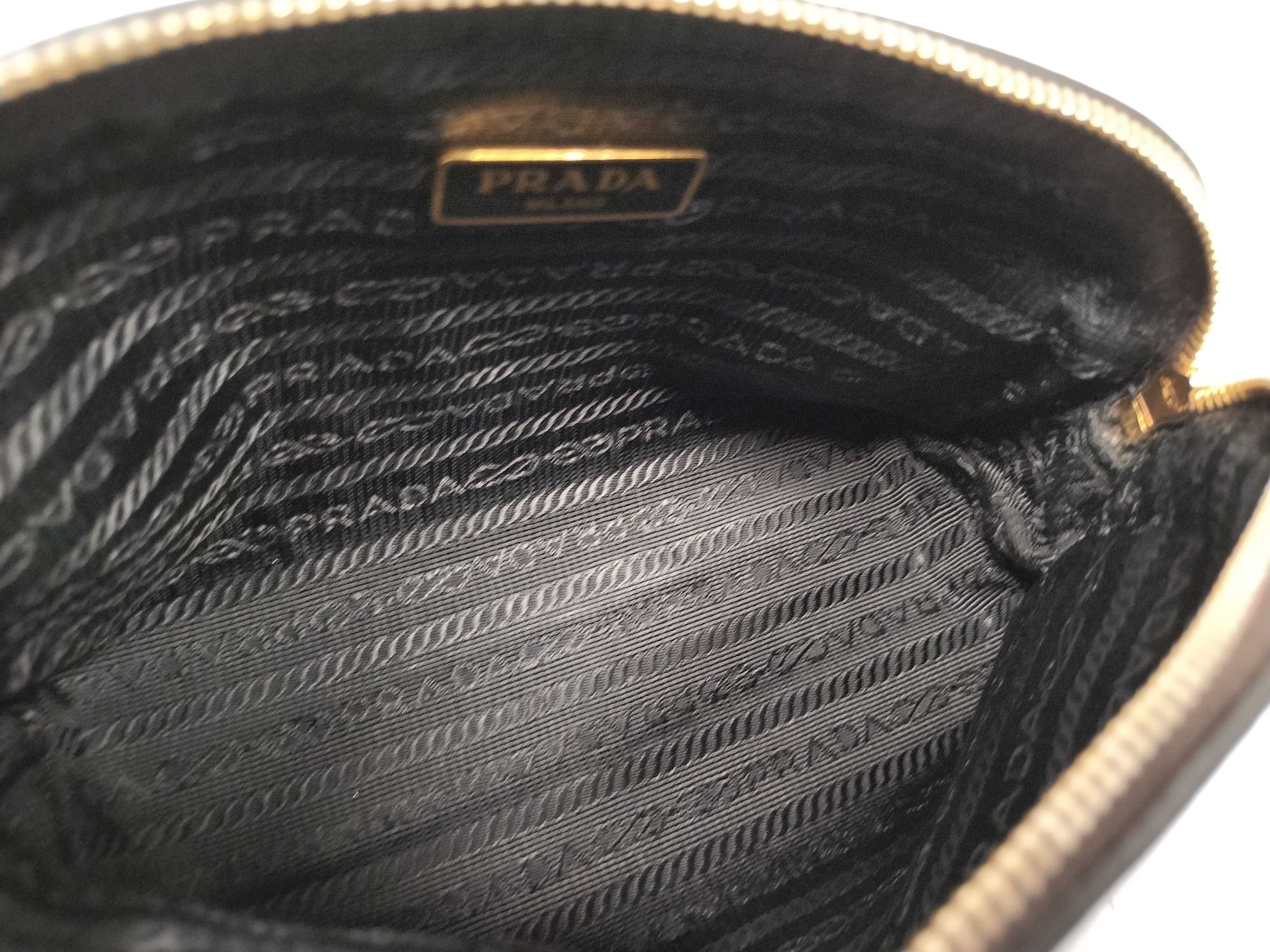 1ND005 Vitello Logo Pouch, Gold Hardware, Dark Brown Pouch — view 8