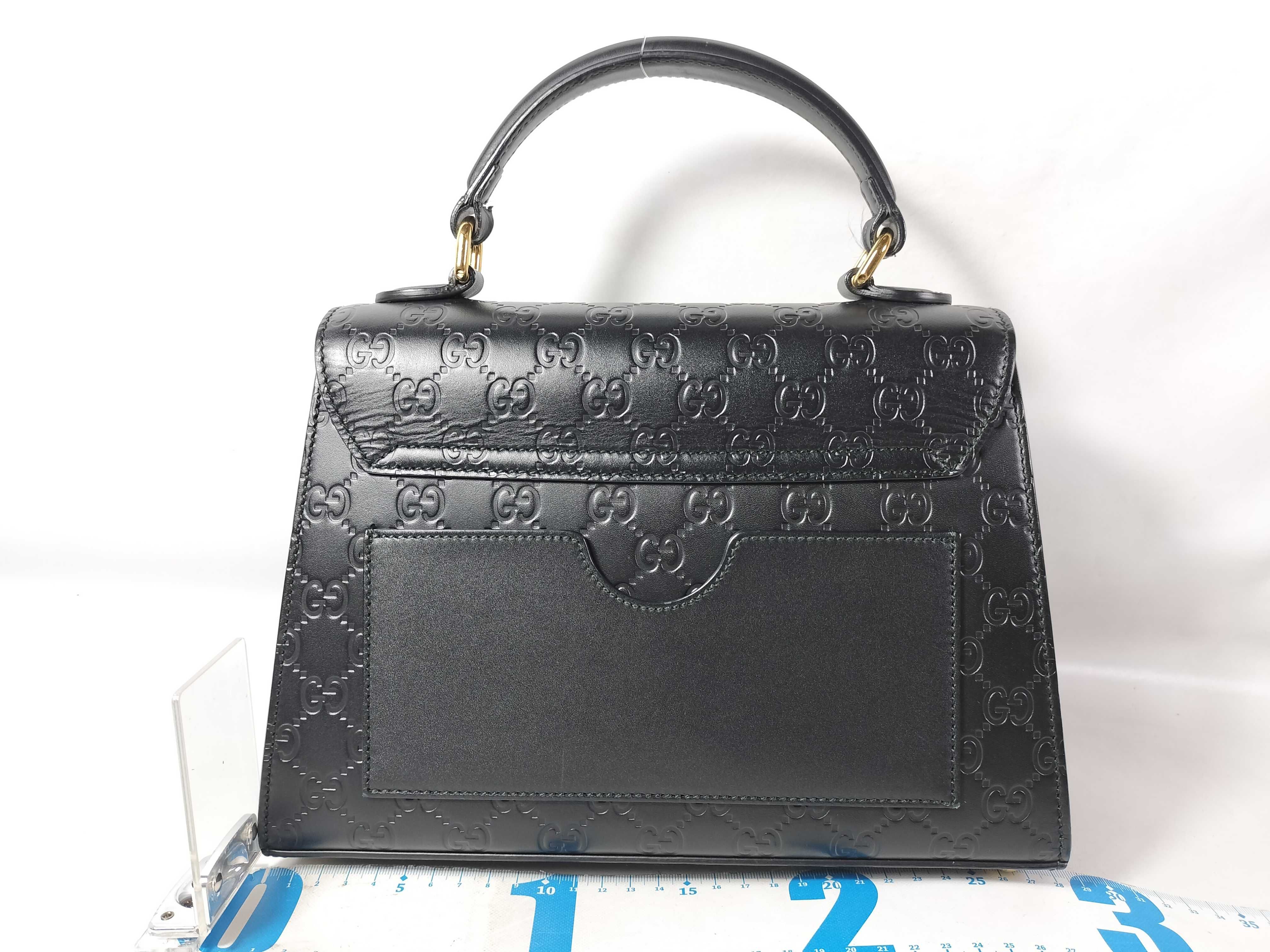 Guccissima Handbag, Gucci Leather, Black, GG Pattern Handbag — view 2