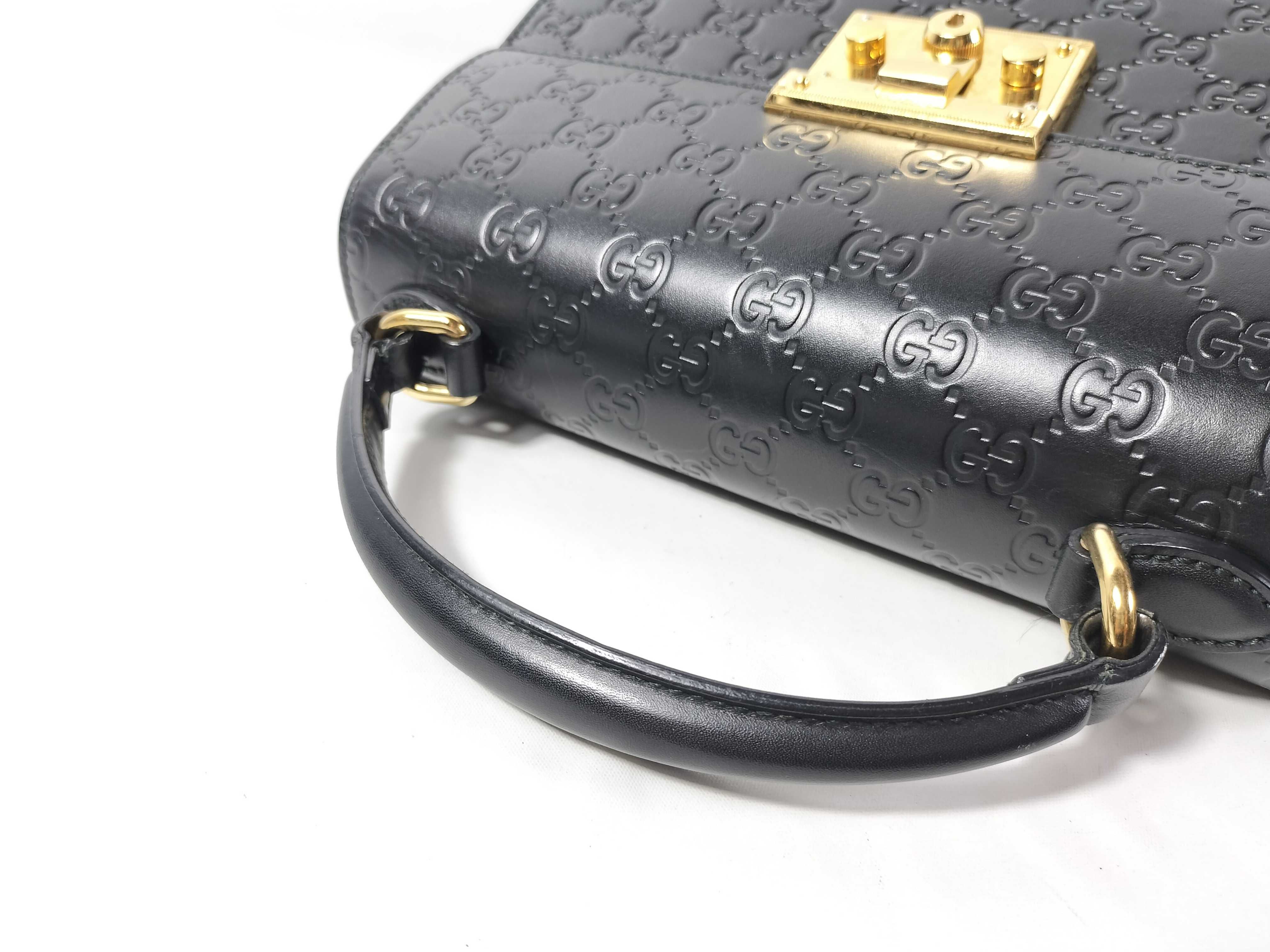 Guccissima Handbag, Gucci Leather, Black, GG Pattern Handbag — view 3