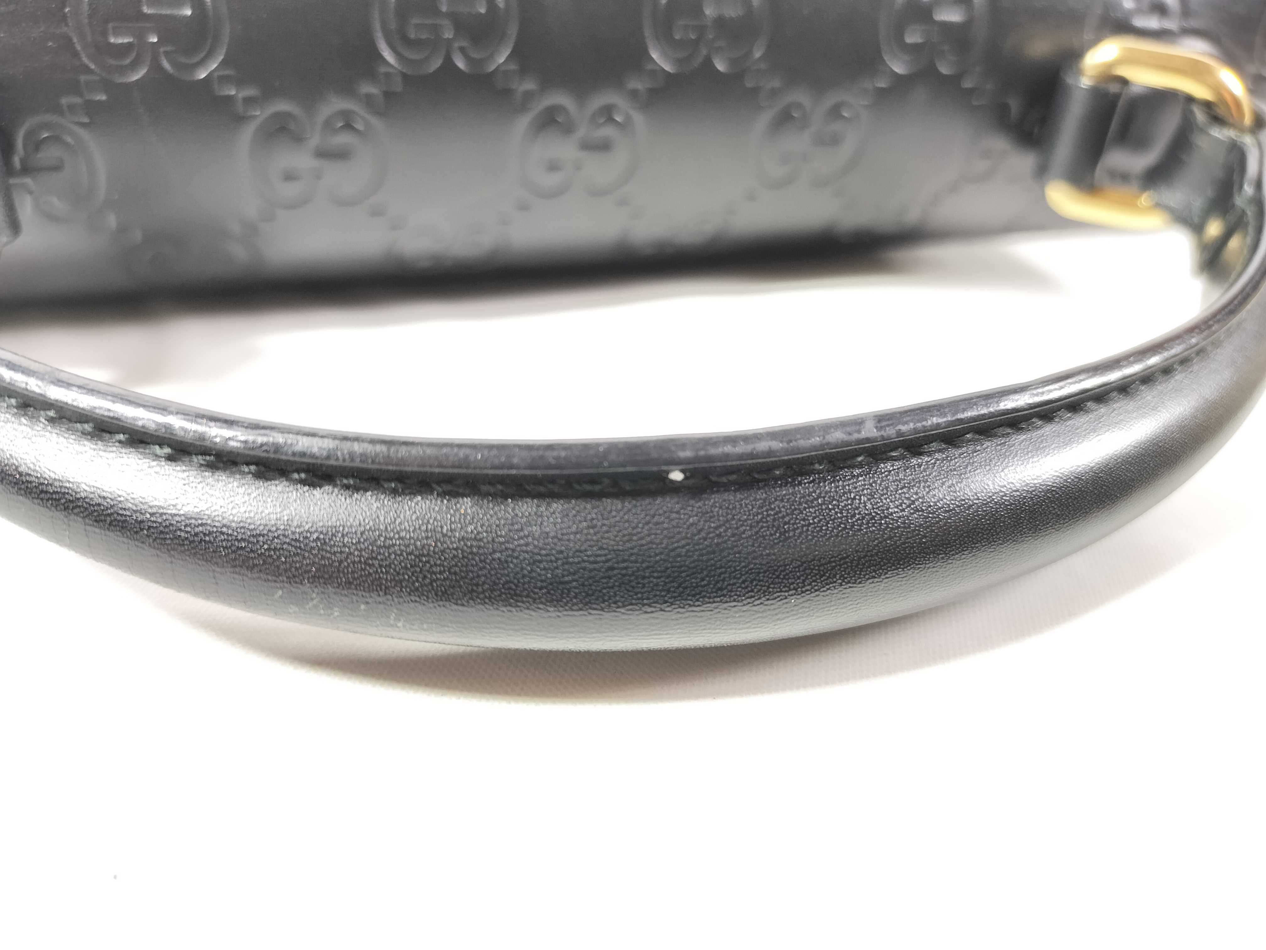 Guccissima Handbag, Gucci Leather, Black, GG Pattern Handbag — view 8