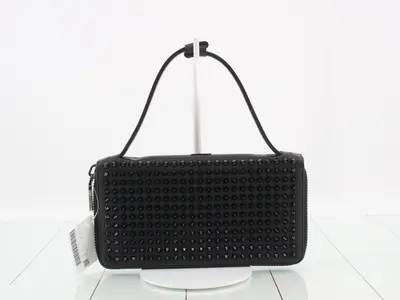 Panettone XL Studded Black Long Wallet with Handle Clutch