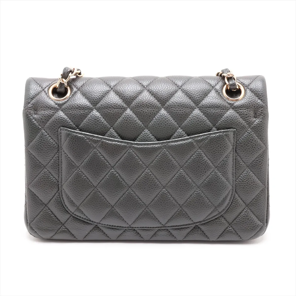 [Individually packaged] Chanel Matelassé 23 Small Caviar Skin Double Flap Double Chain Bag, Gray with Gold Hardware, 25652399, Serial Number , A01113 — view 2