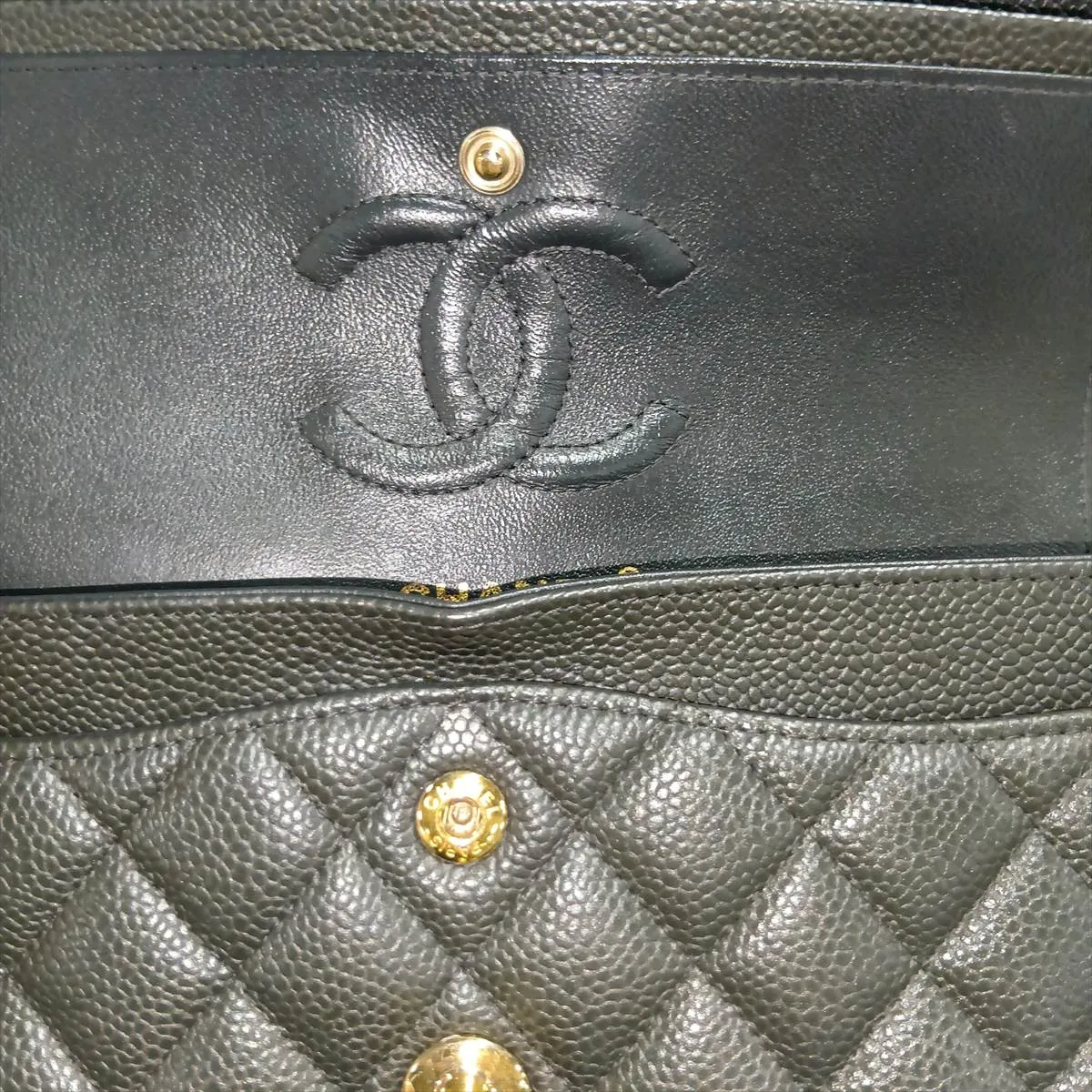[Individually packaged] Chanel Matelassé 23 Small Caviar Skin Double Flap Double Chain Bag, Gray with Gold Hardware, 25652399, Serial Number , A01113 — view 12